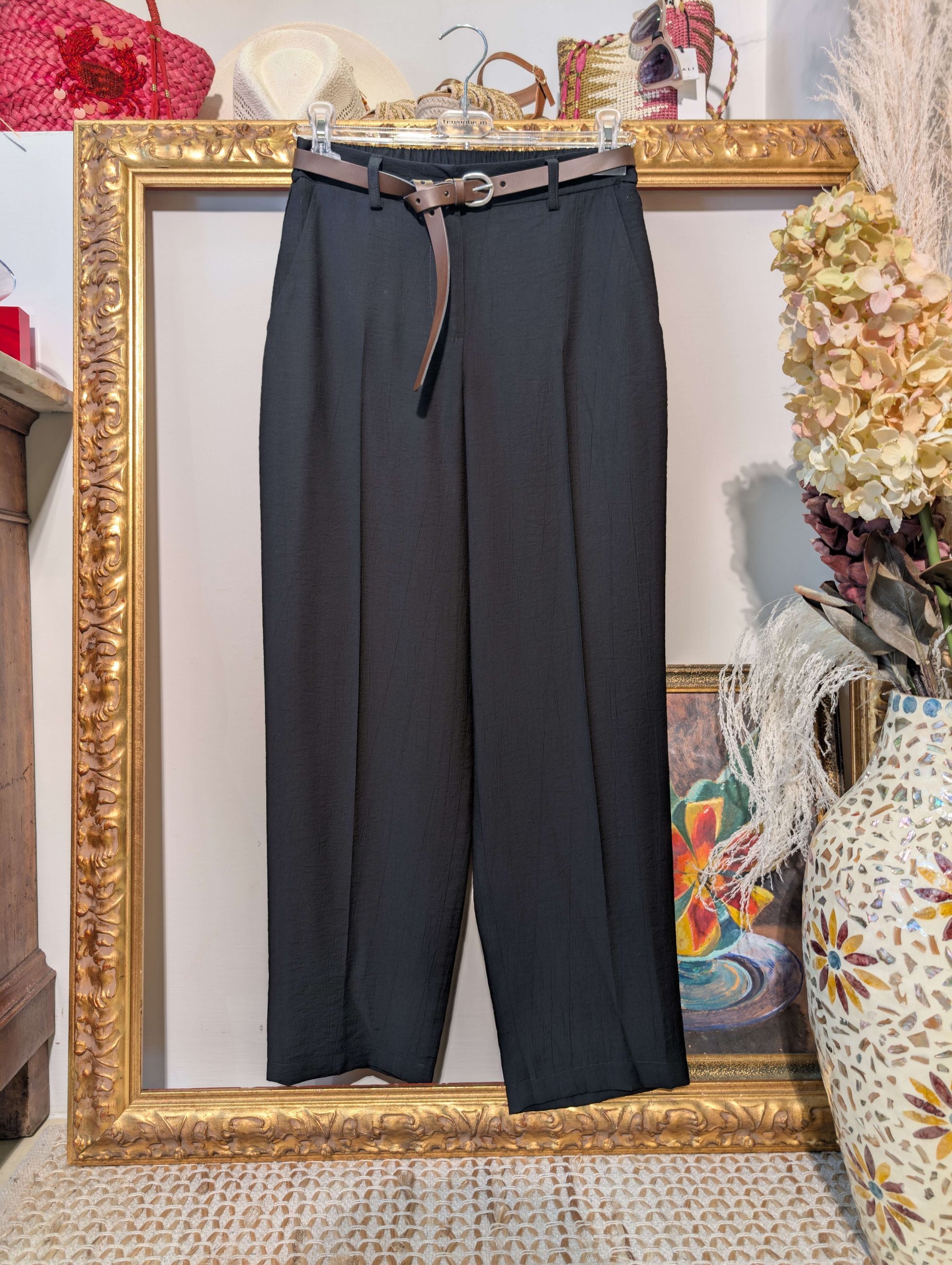 Pantaloni a sigaretta in tessuto crinkle - TENSIONE IN