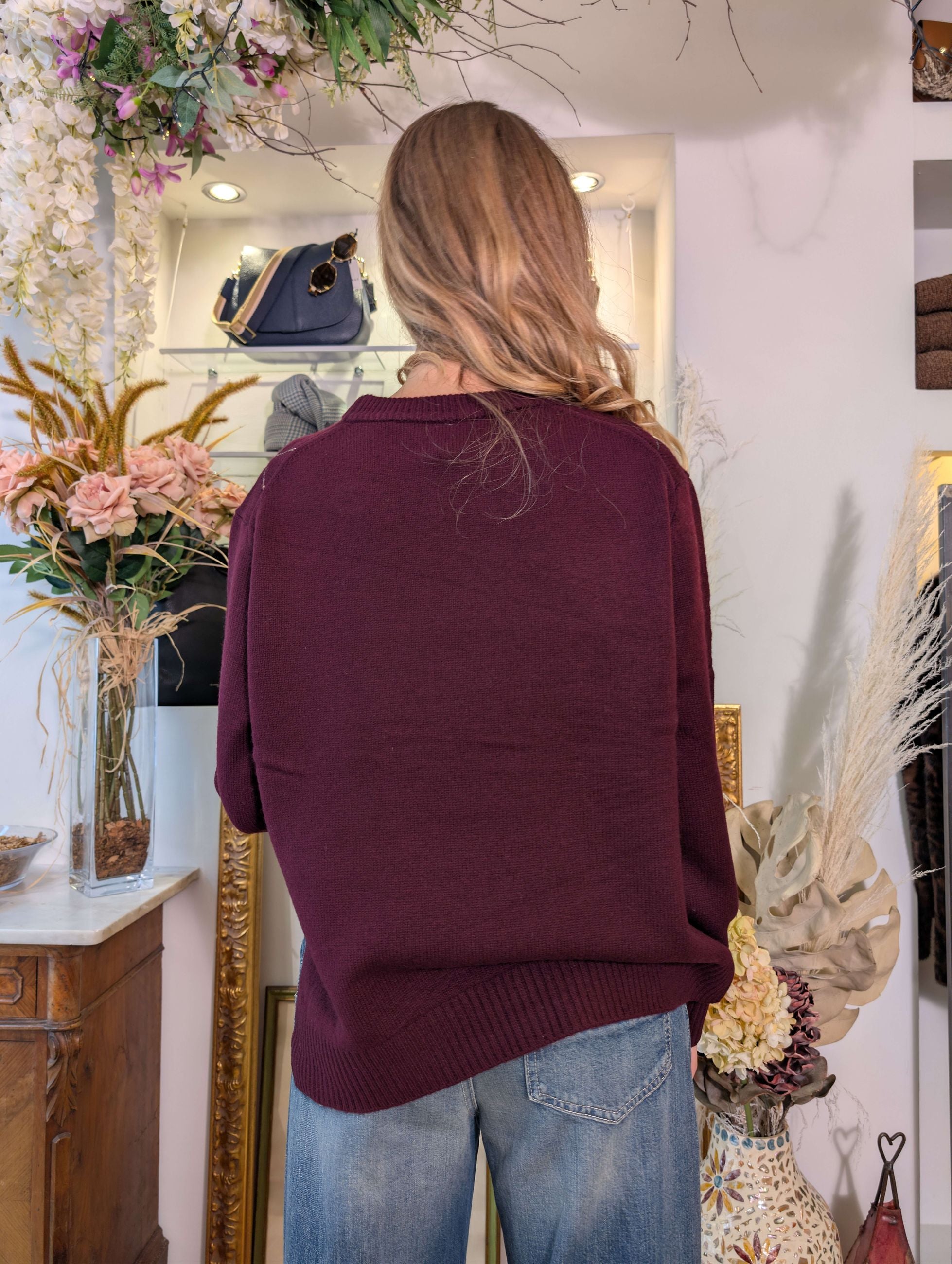 Maglia in pura lana con rombi di micropaillettes - SHE_FLORENCE_LAB