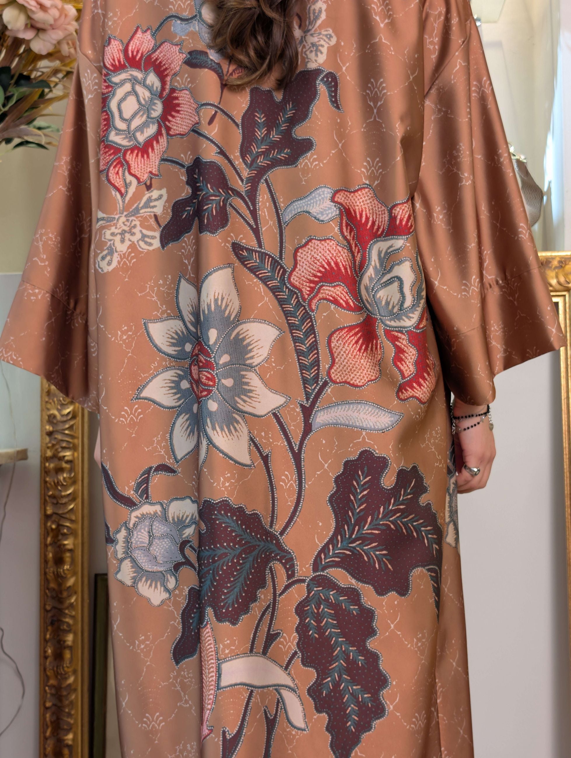 Spolverino in raso floreale con interno maculato - DIXIE