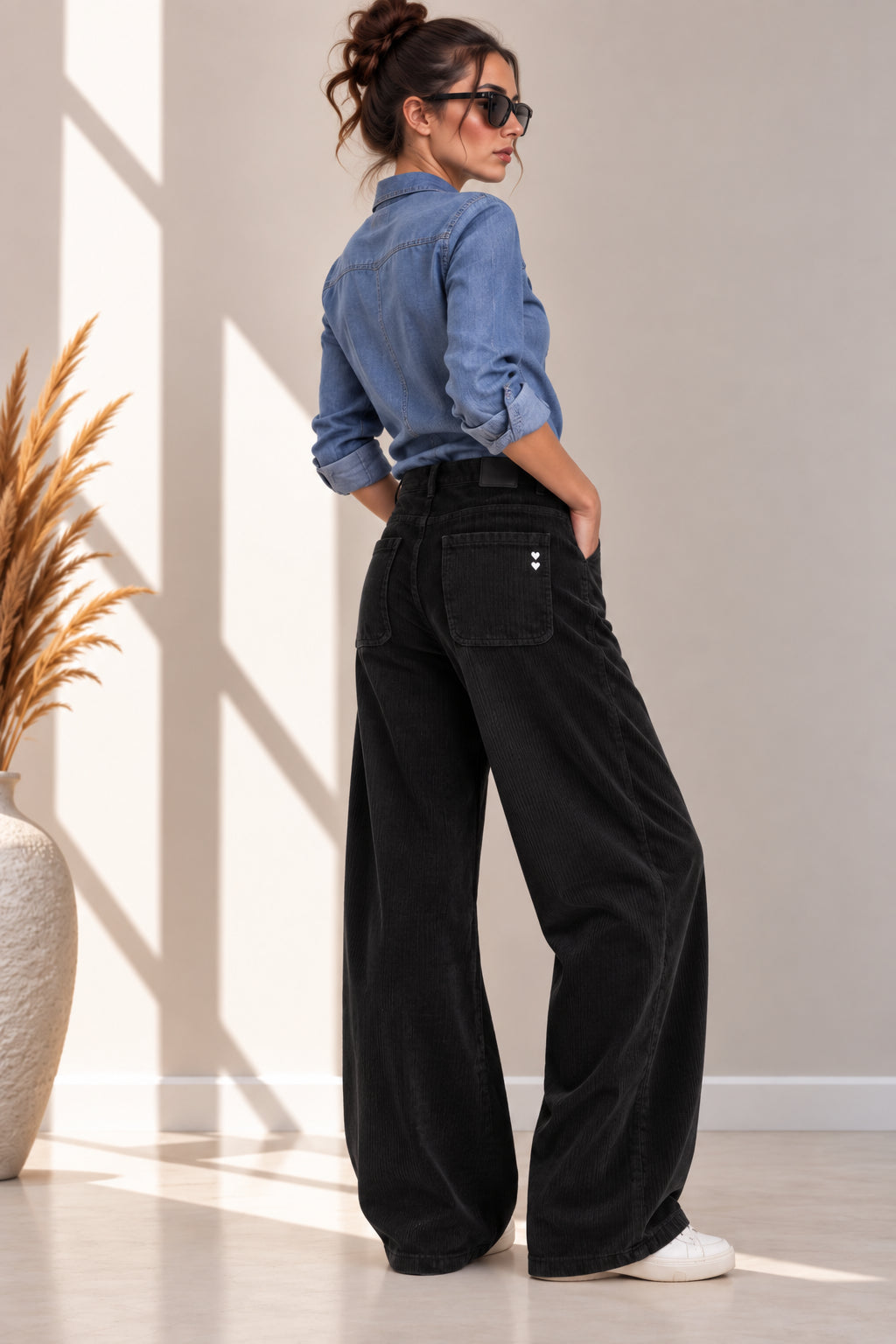 Pantalone wide leg in velluto a coste - PLEASE