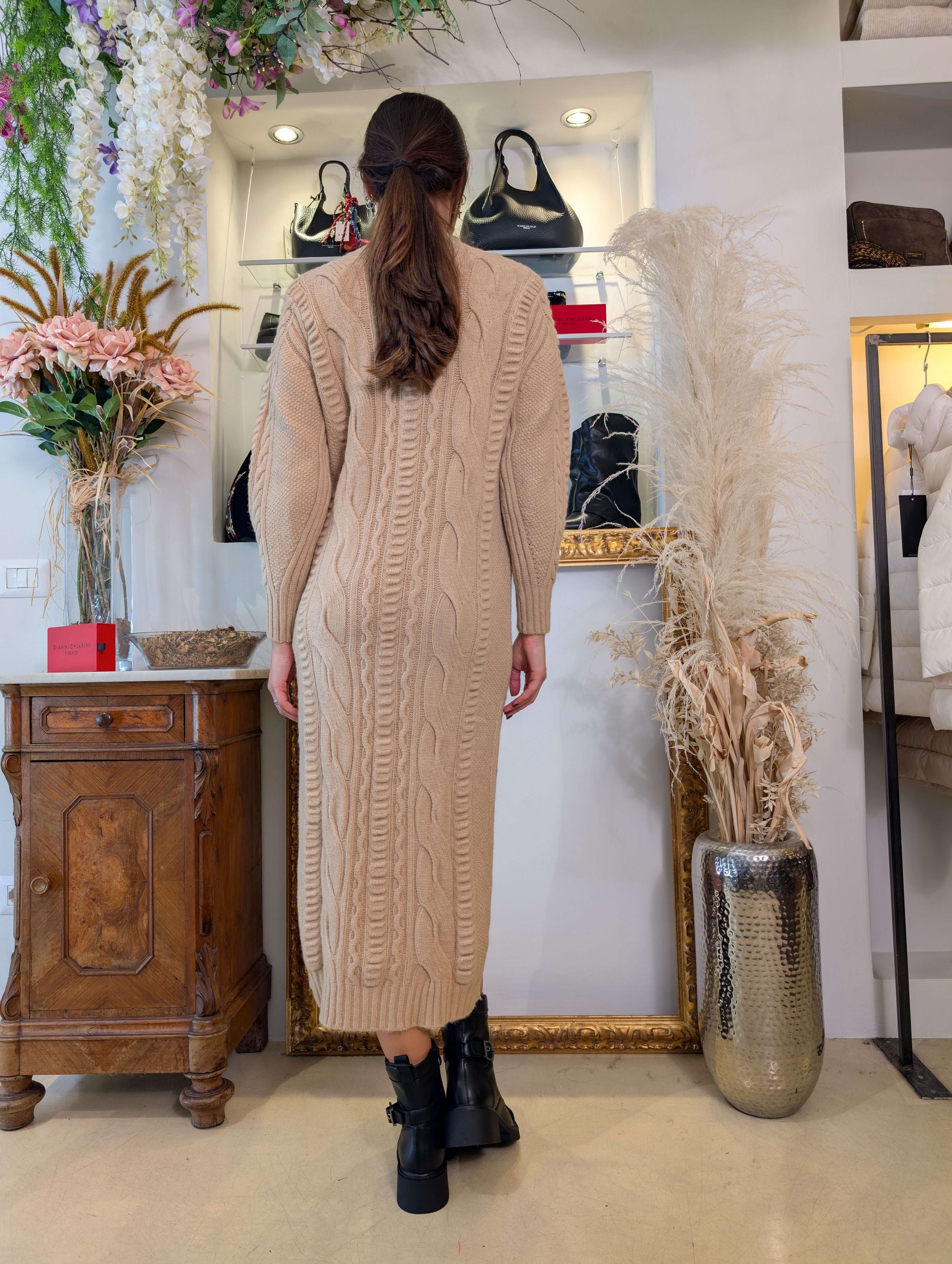 Abito tricot con trecce e spacchi laterali - ANNARITA N