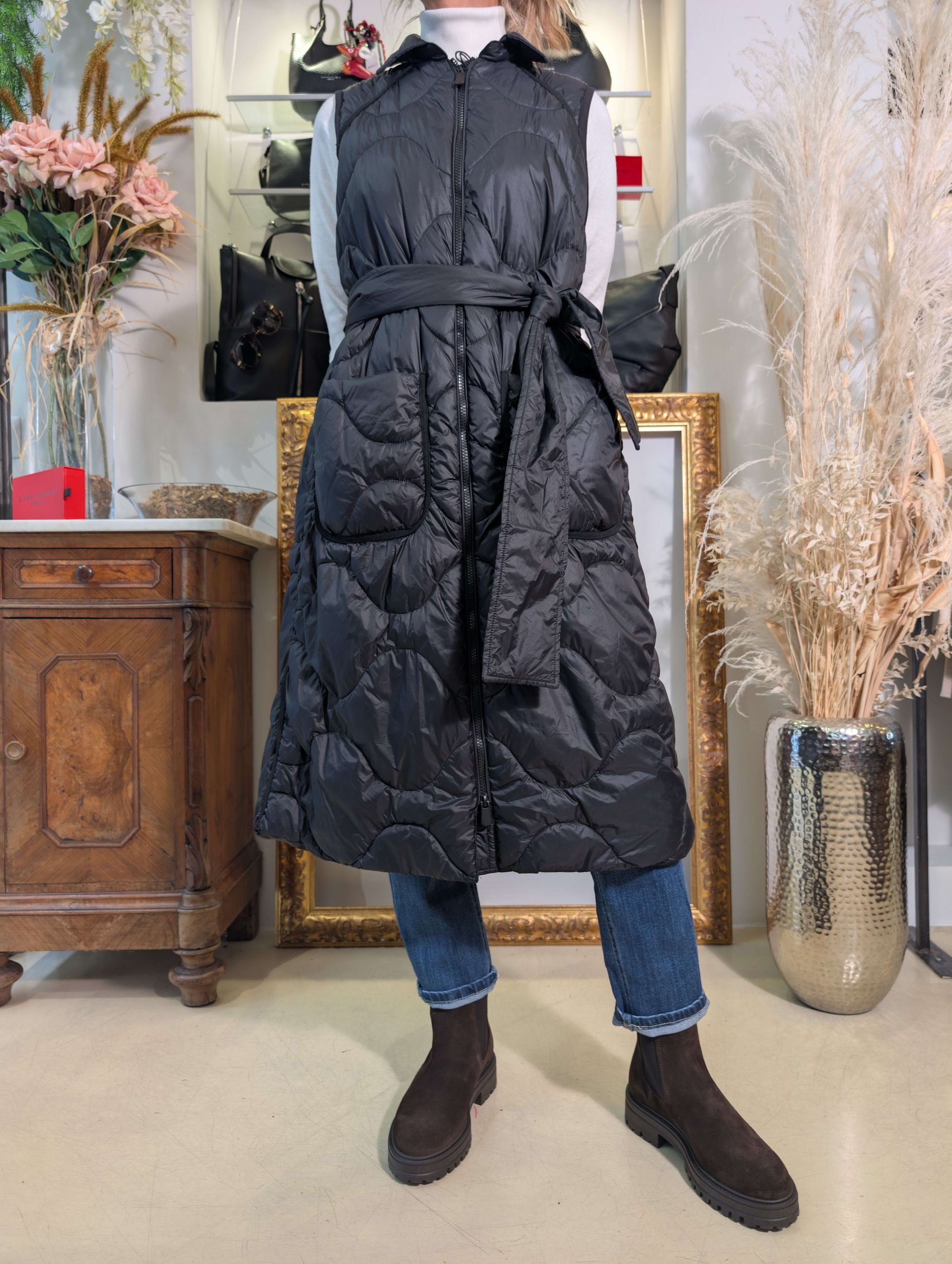 Gilet trapuntato lungo - PLEASE