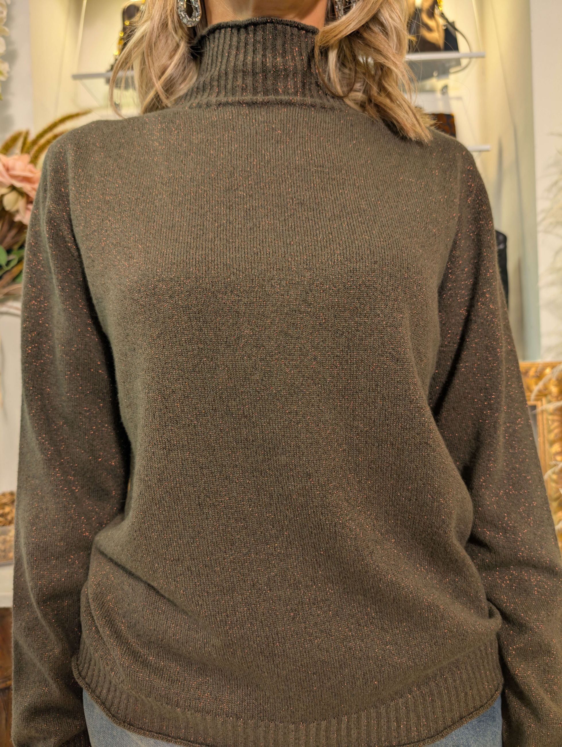 Maglia integrale scollo cratere con lurex - Sandro Ferrone