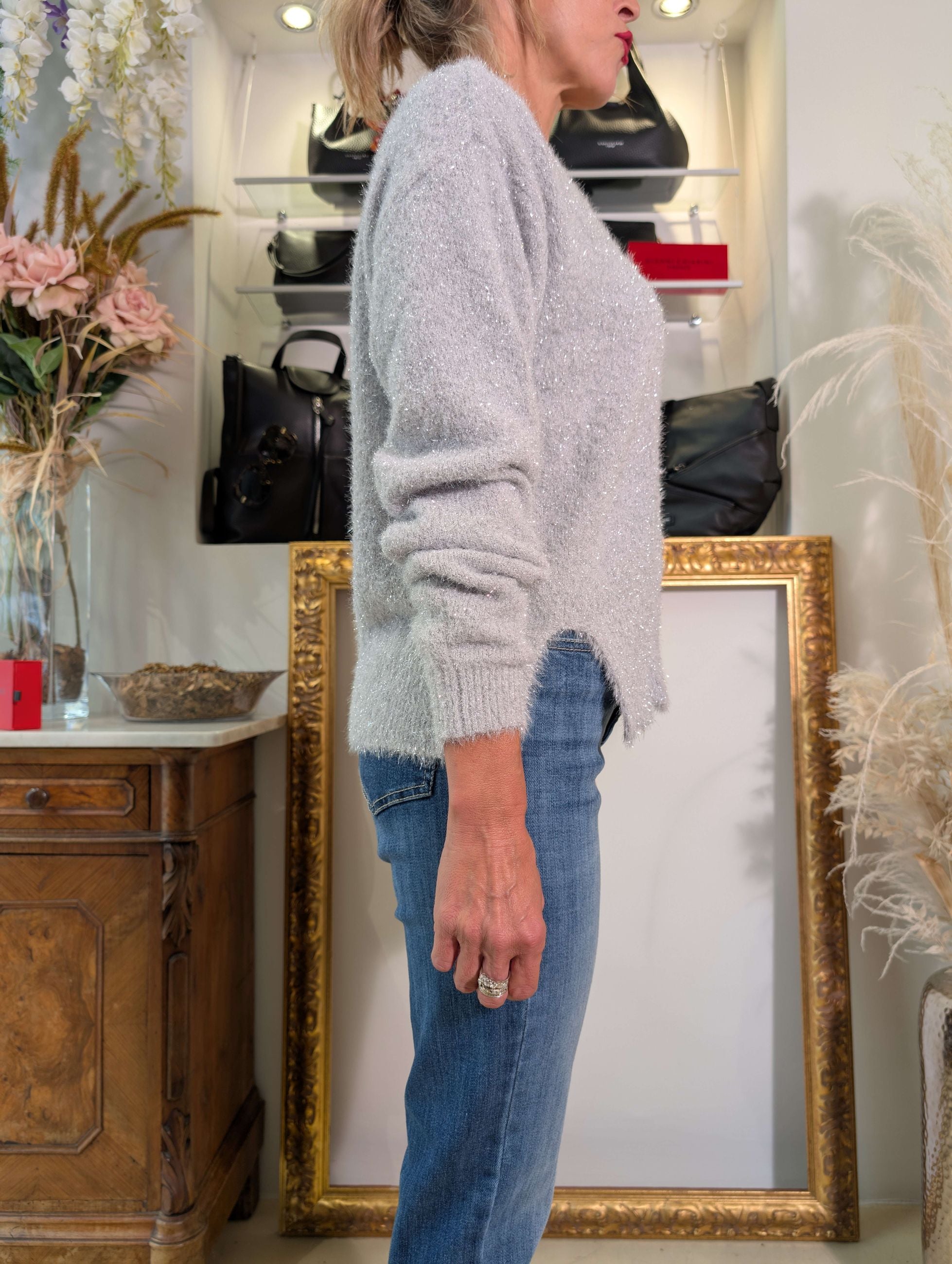 Maglia scollo a V lurex - SHE_FLORENCE_LAB