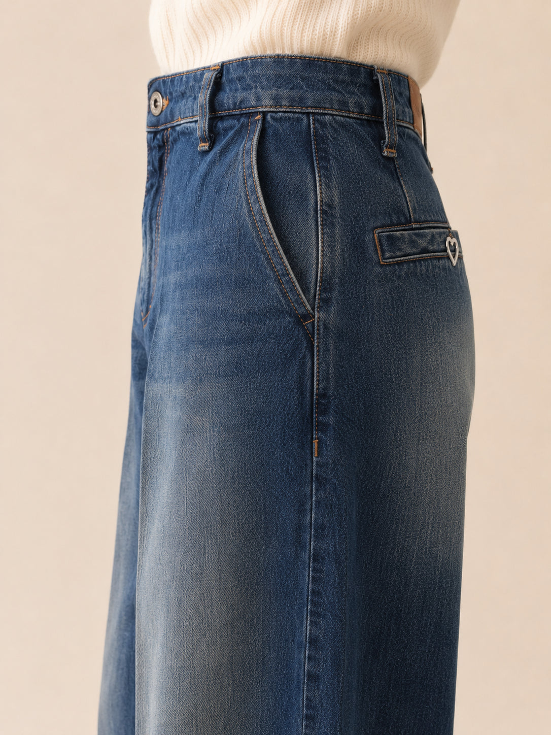 Panta chino in denim vestibilità barrel - PLEASE