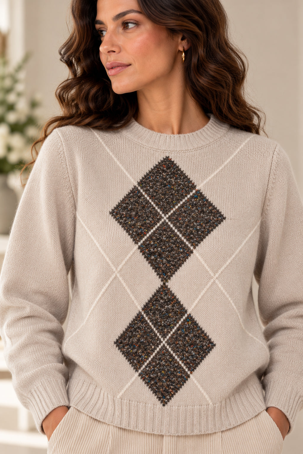 Maglia girocollo con motivo rombi - MARKUP DONNA