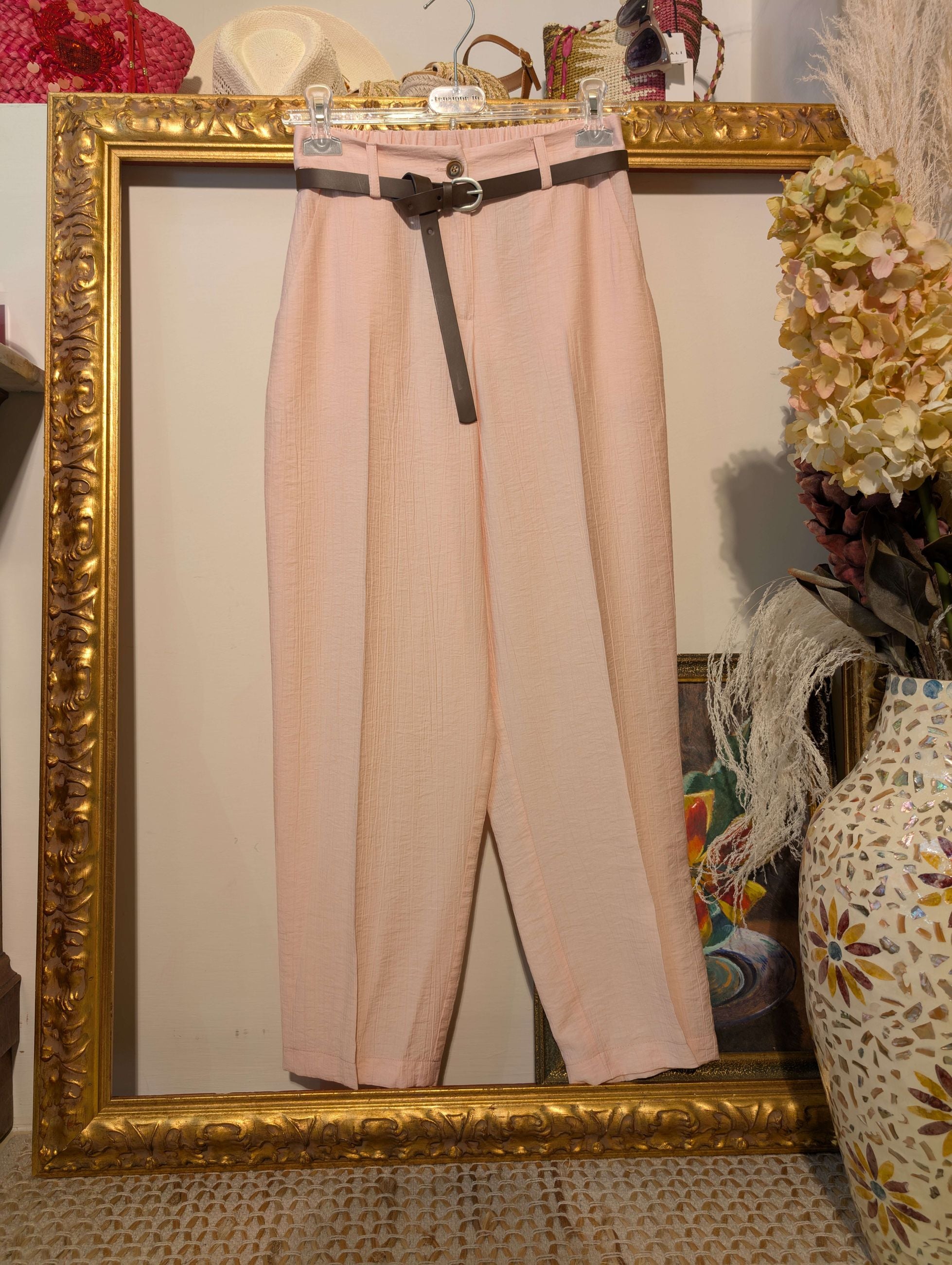 Pantaloni a sigaretta in tessuto crinkle - TENSIONE IN