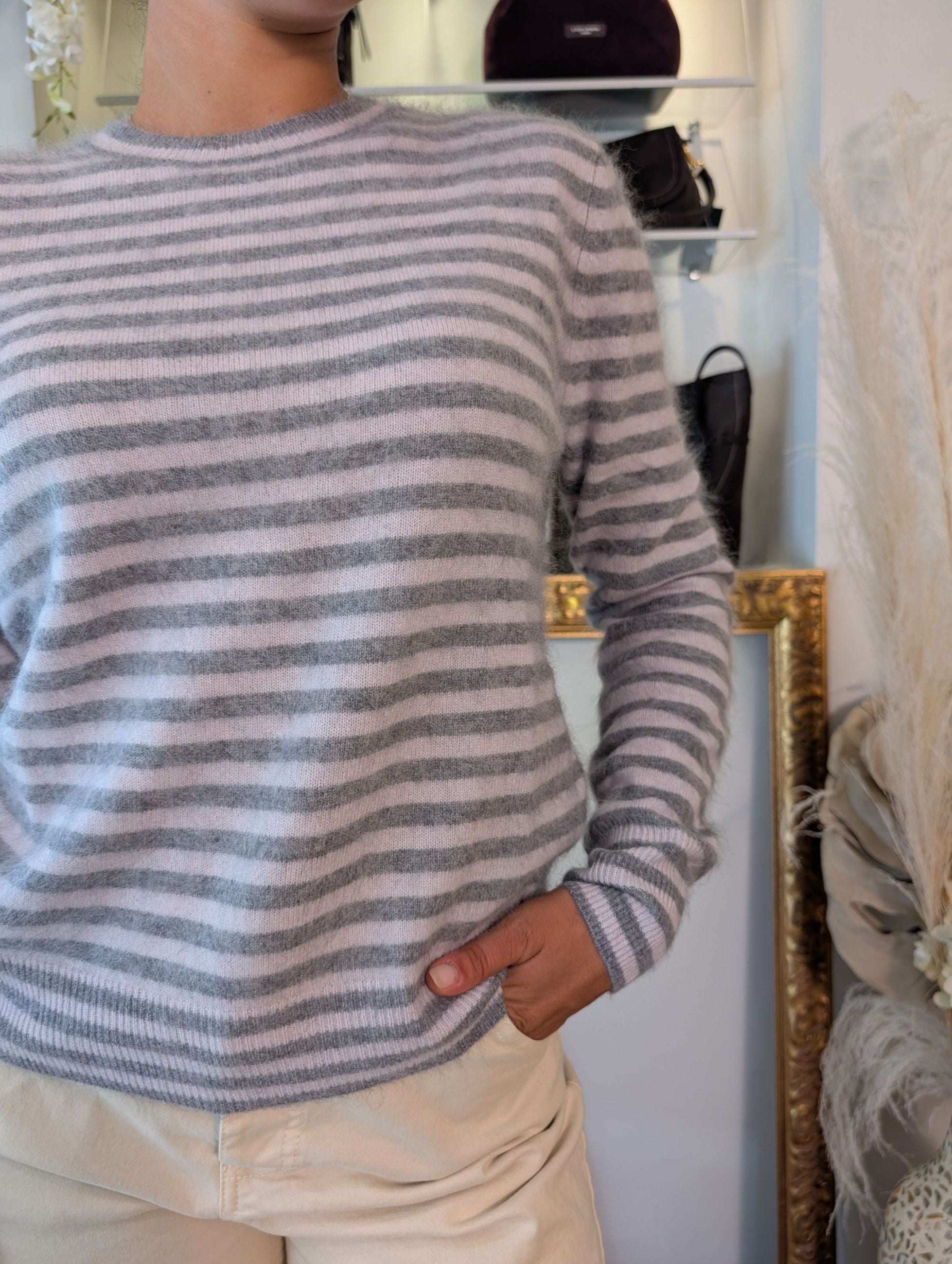 Maglia french stripes multicolor lana-cachemire - TENSIONE IN