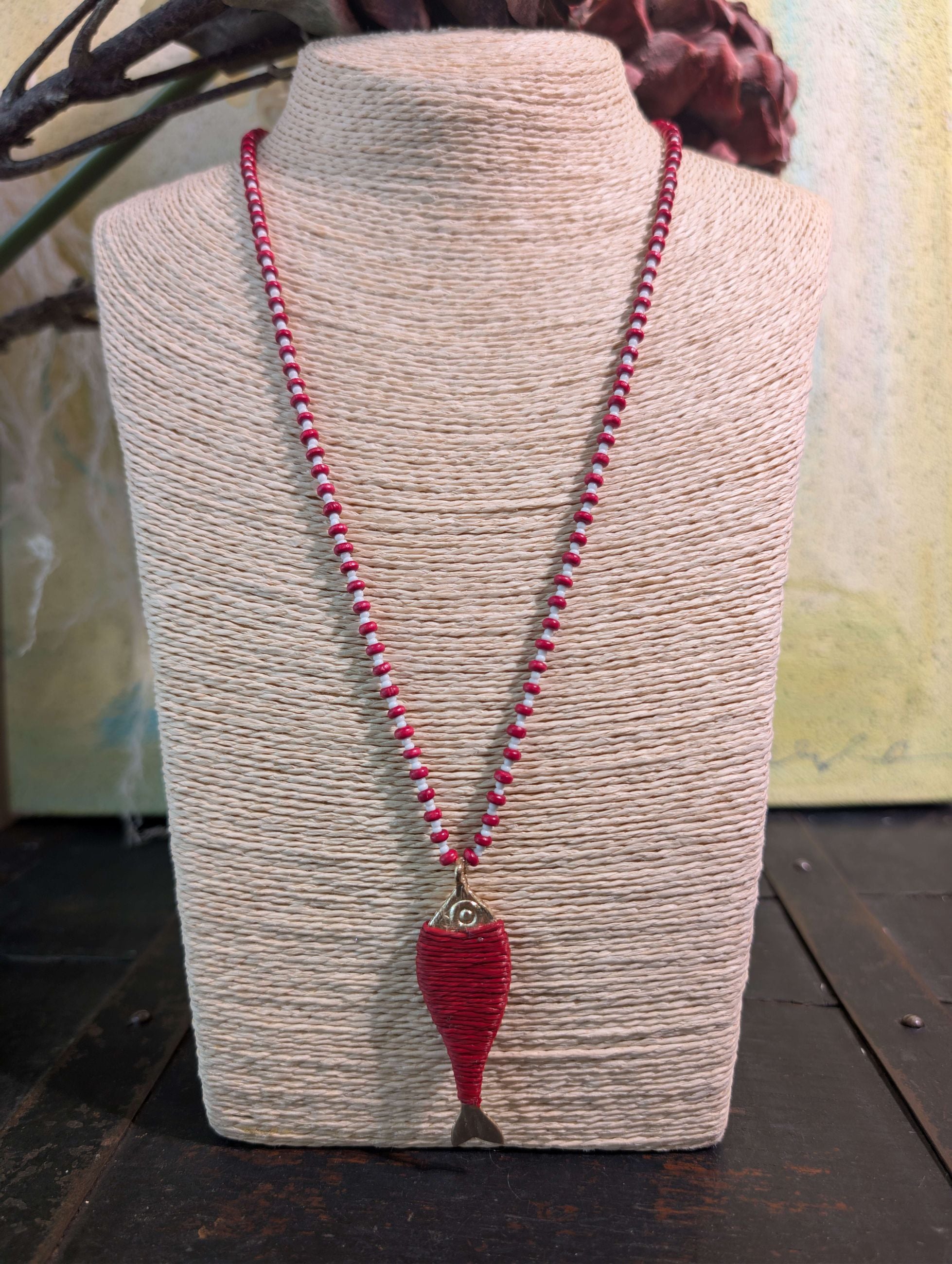 COLLANA PARTENOPE LUNGA ORO/ROSSO - NALI'