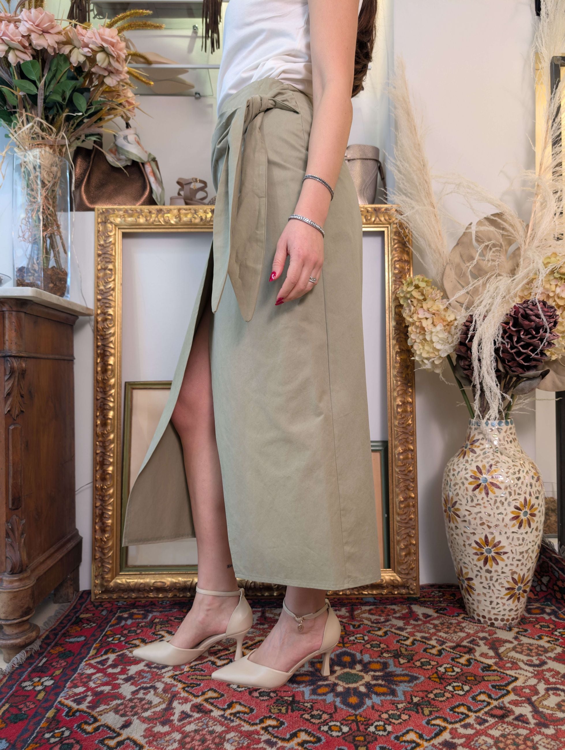 Gonna pareo in gabardina di cotone - TENSIONE IN