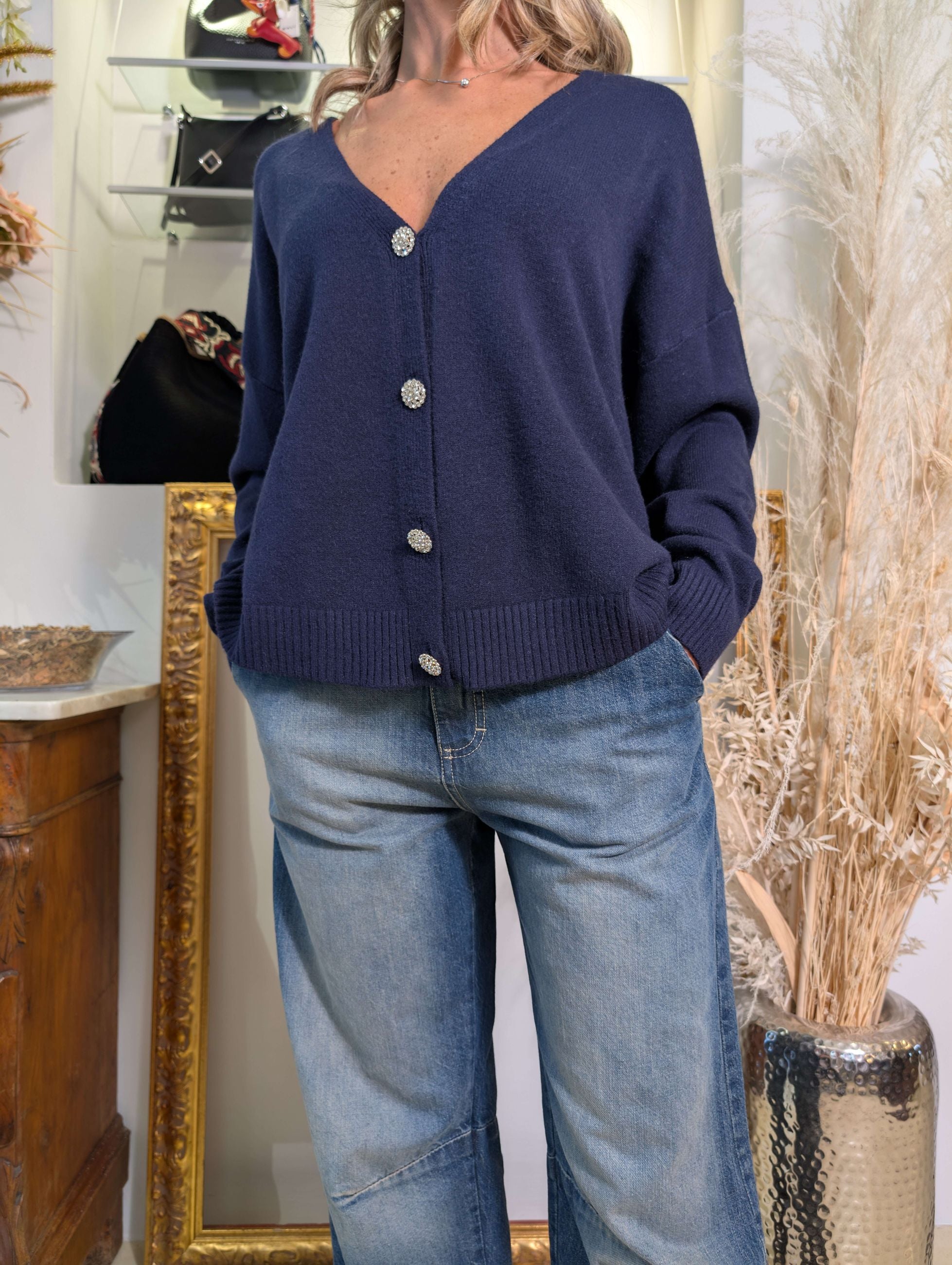 Cardigan con bottoni gioiello - SHE_FLORENCE_LAB