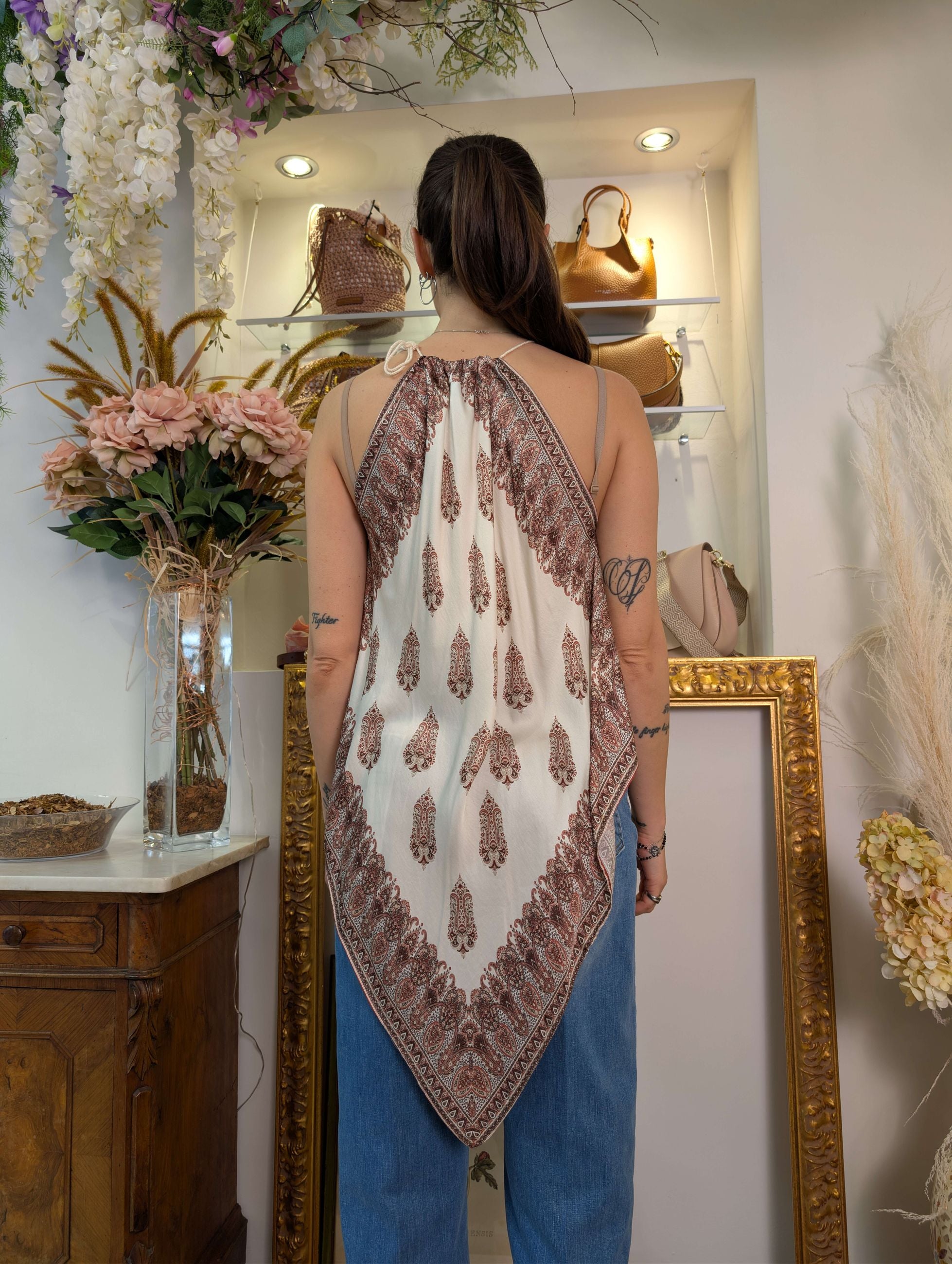 Top foulard in raso di viscosa Le Sarte del Sole - LE SARTE DEL SOLE
