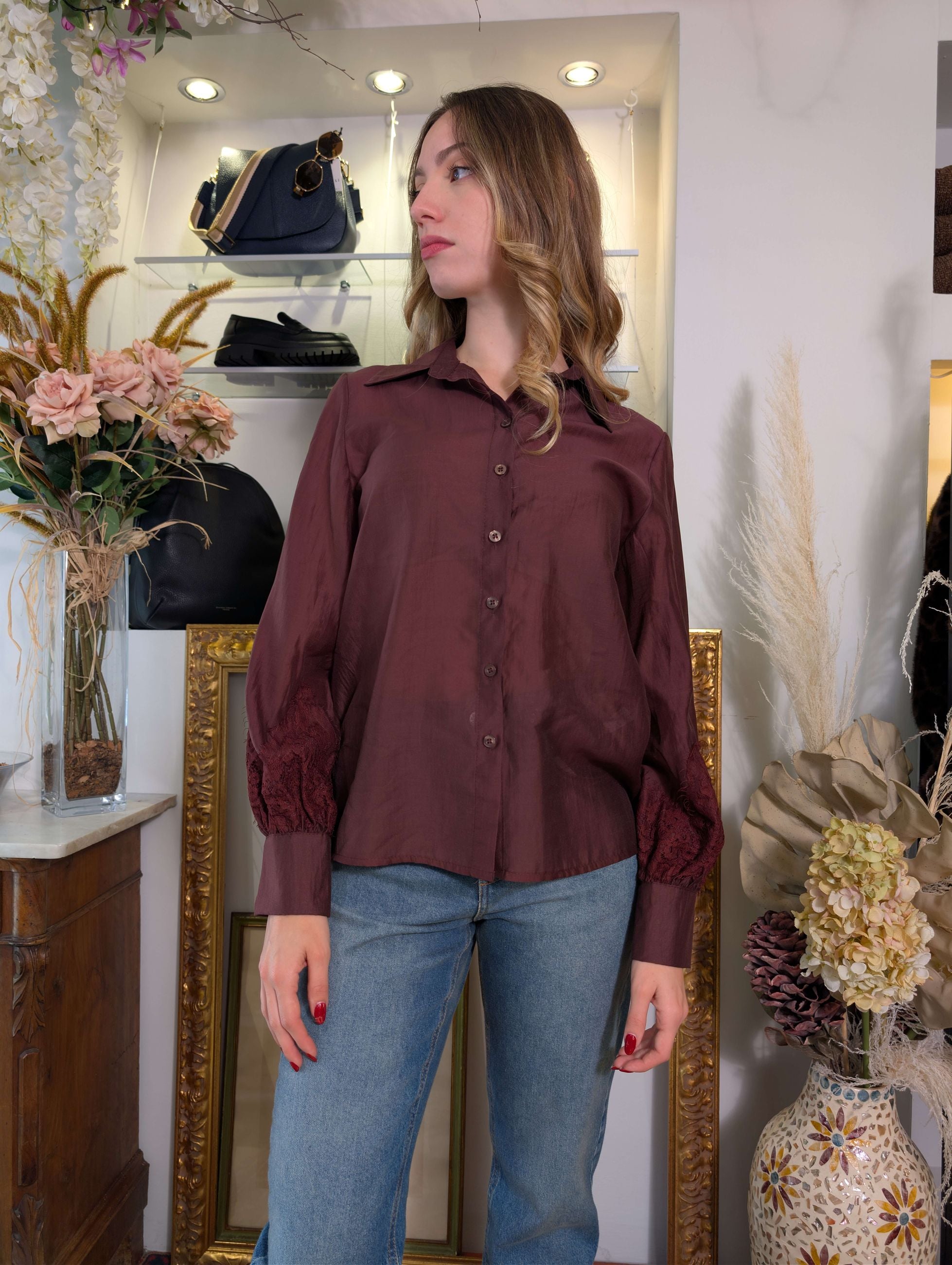 Camicia in Tencel con inserto in pizzo - SHE_FLORENCE_LAB