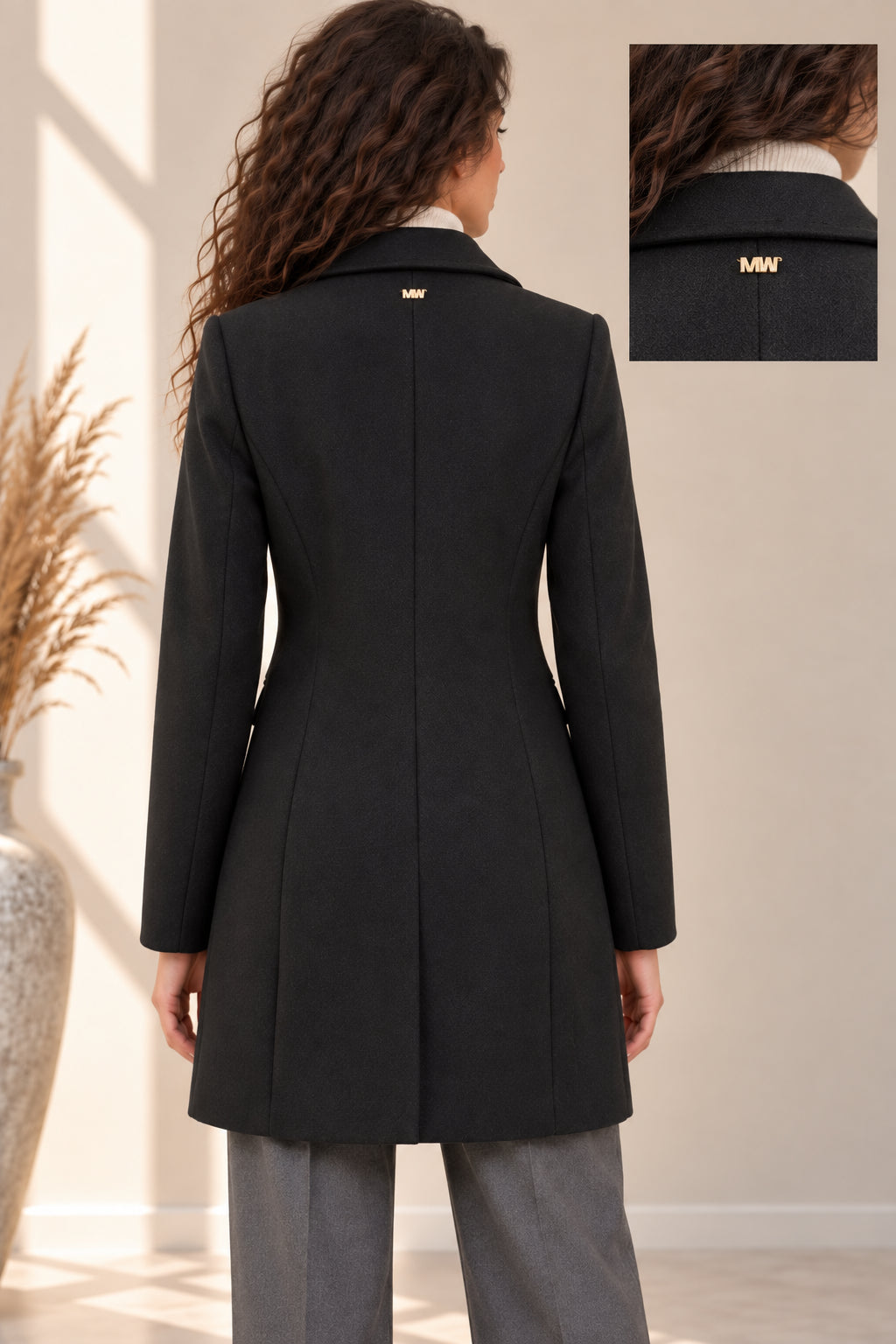 Cappottino slim fit in panno diagonale con impunture sartoriali - MARKUP DONNA