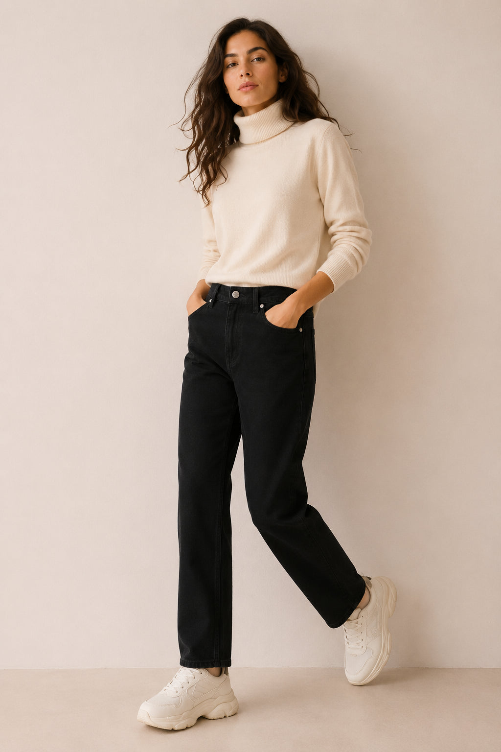 Panta straight fit in gabardina elasticizzata - PLEASE