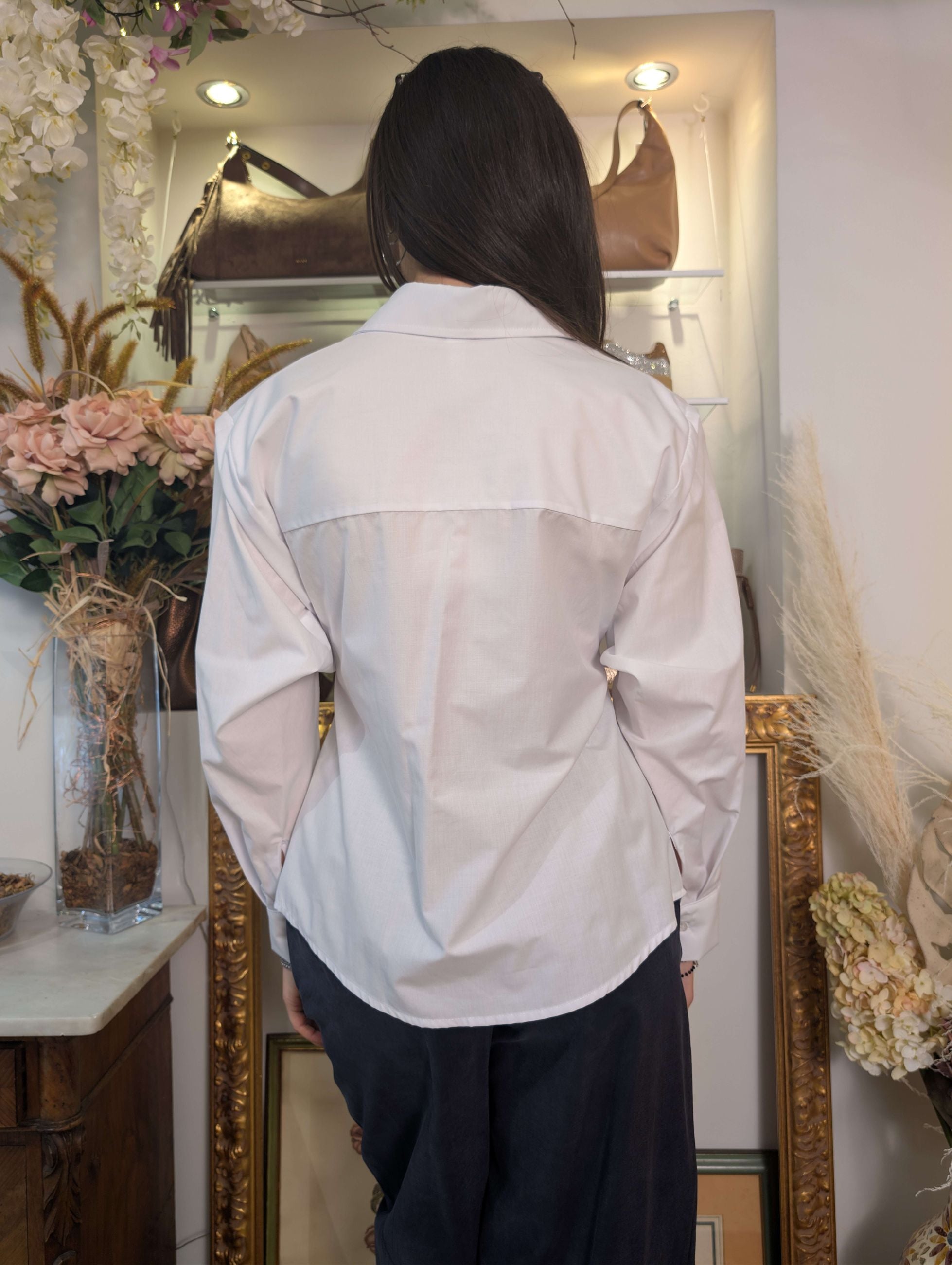 Camicia incrocio e punte in cotone fil à fil - TENSIONE IN