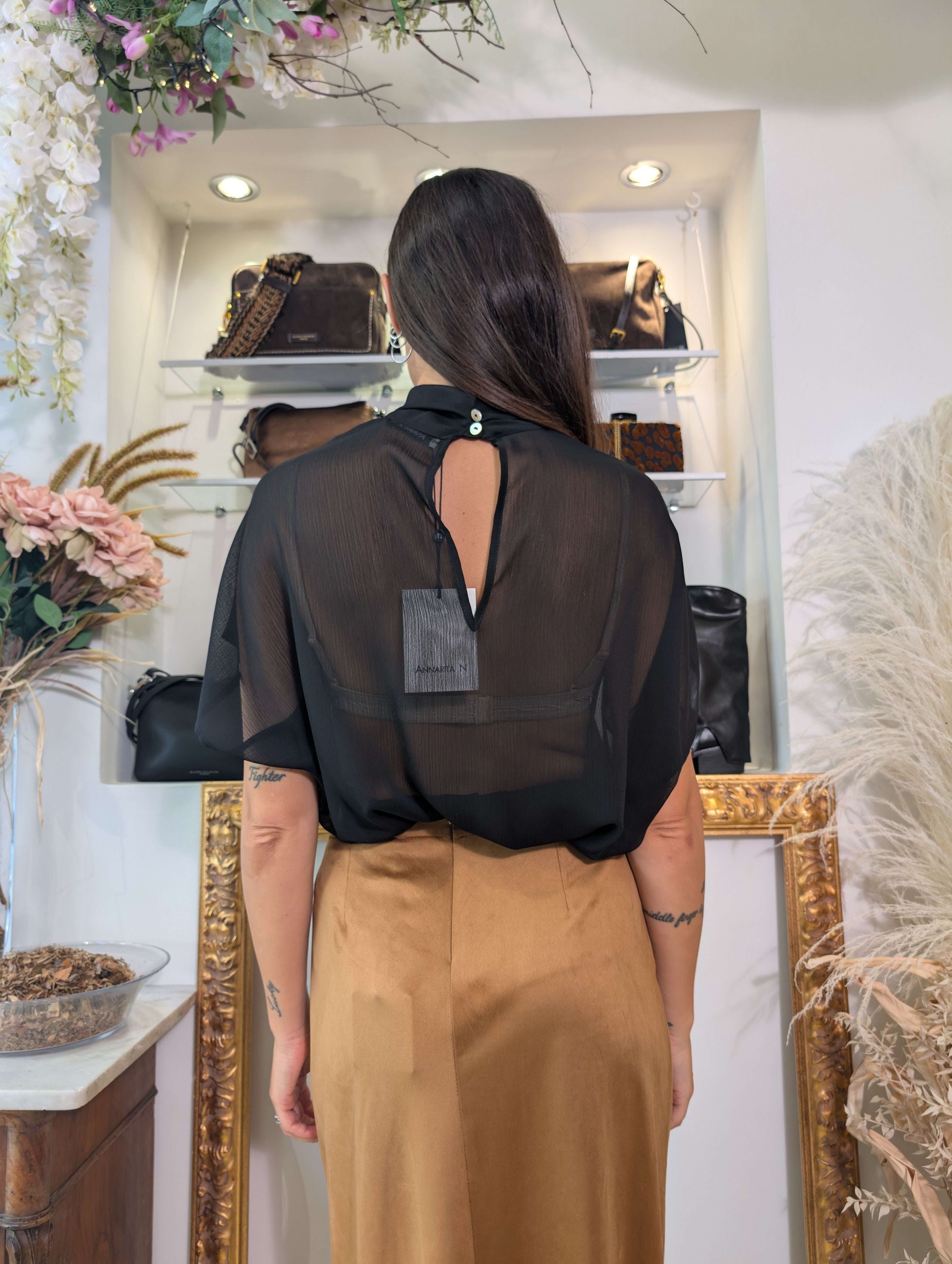 Blusa in chiffon froissé - ANNARITA N
