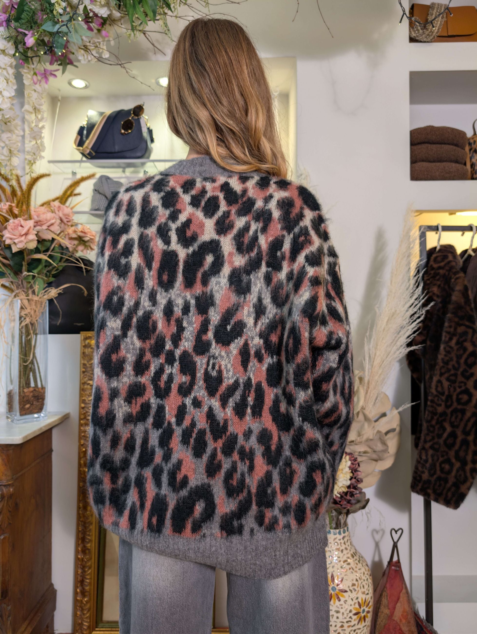 Cardigan oversize jacquard maculato - TENSIONE IN