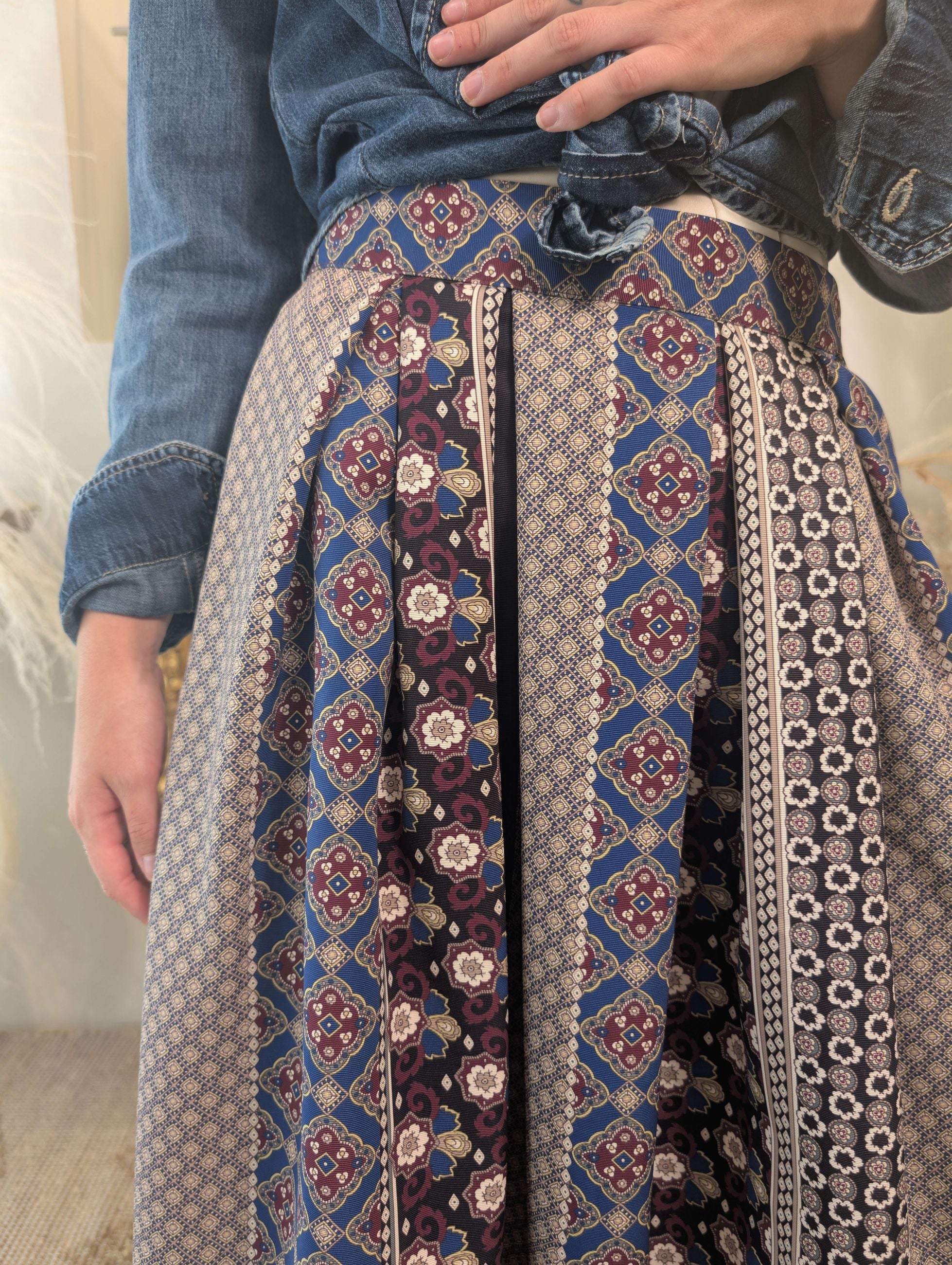 Gonna couture midi in ottoman jacquard - DIXIE