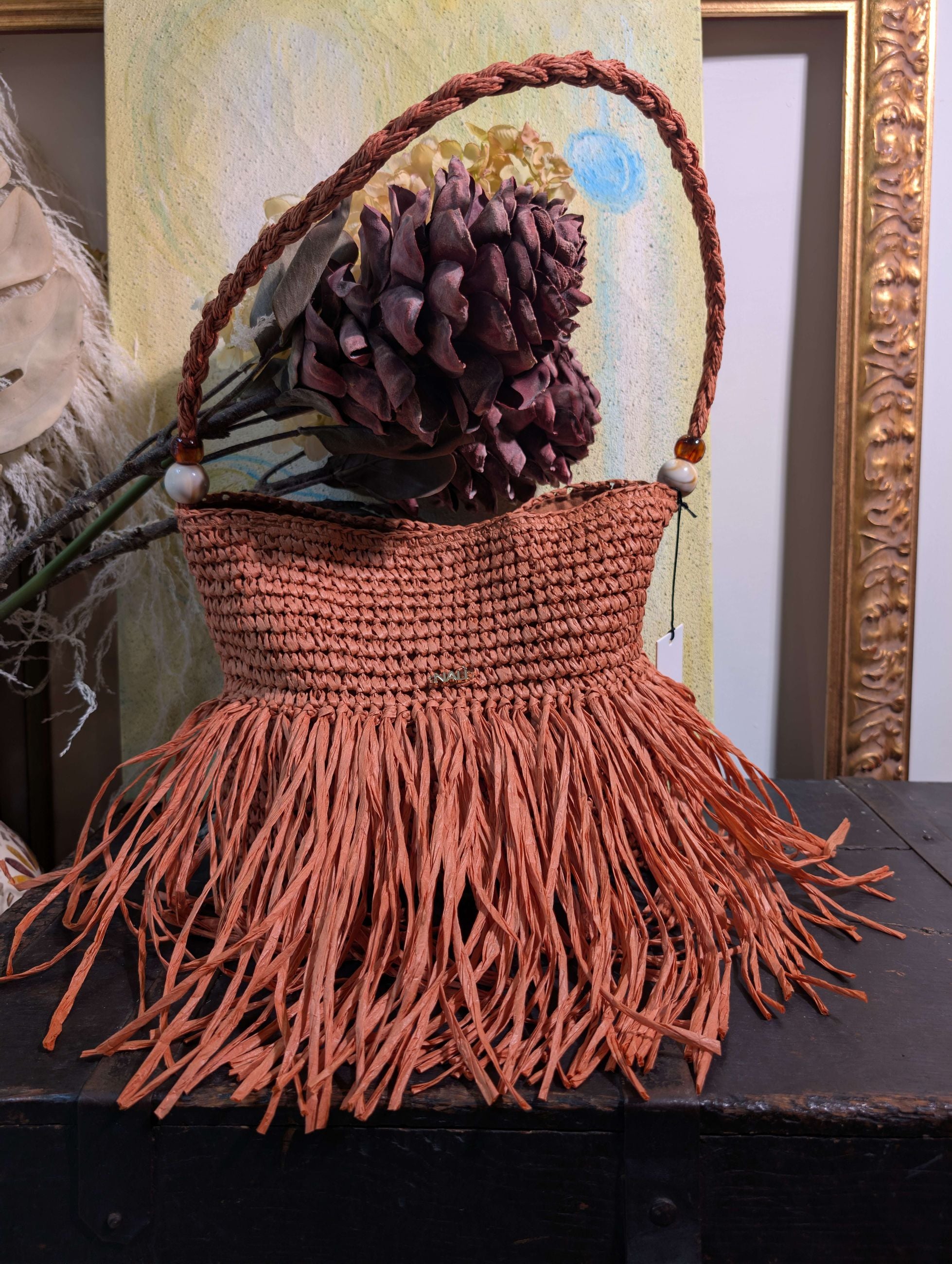 BORSA ANTIGUA SMALL CON FRANGE ARANCIO - NALI'