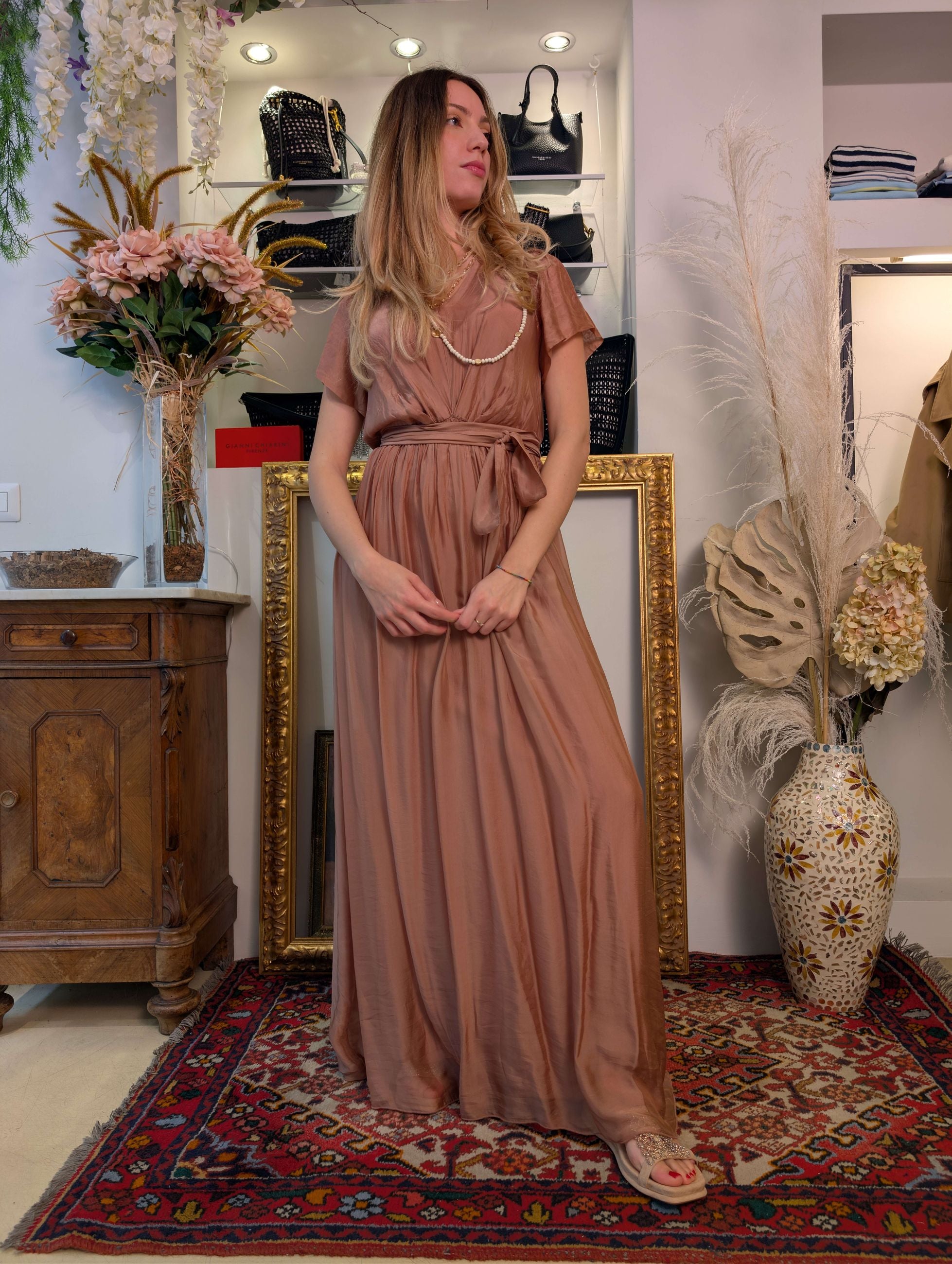 Long dress maniche ad aletta in seta - HAVE ONE