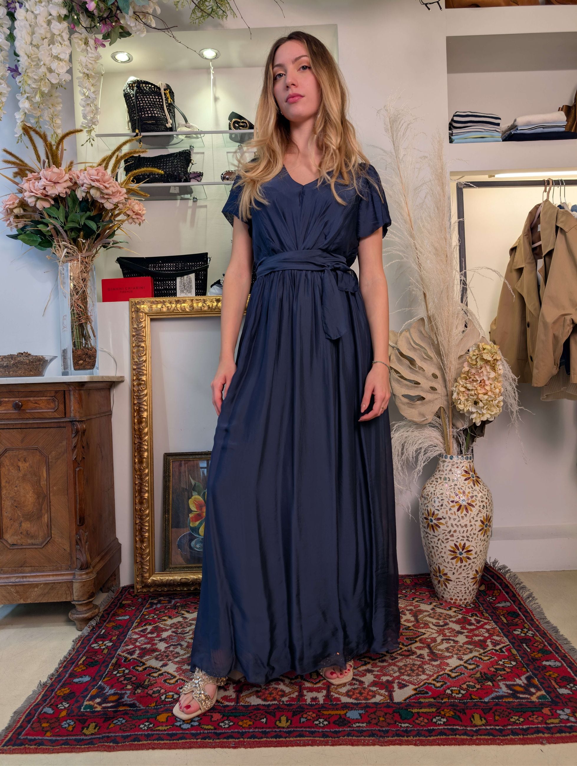 Long dress maniche ad aletta in seta - HAVE ONE
