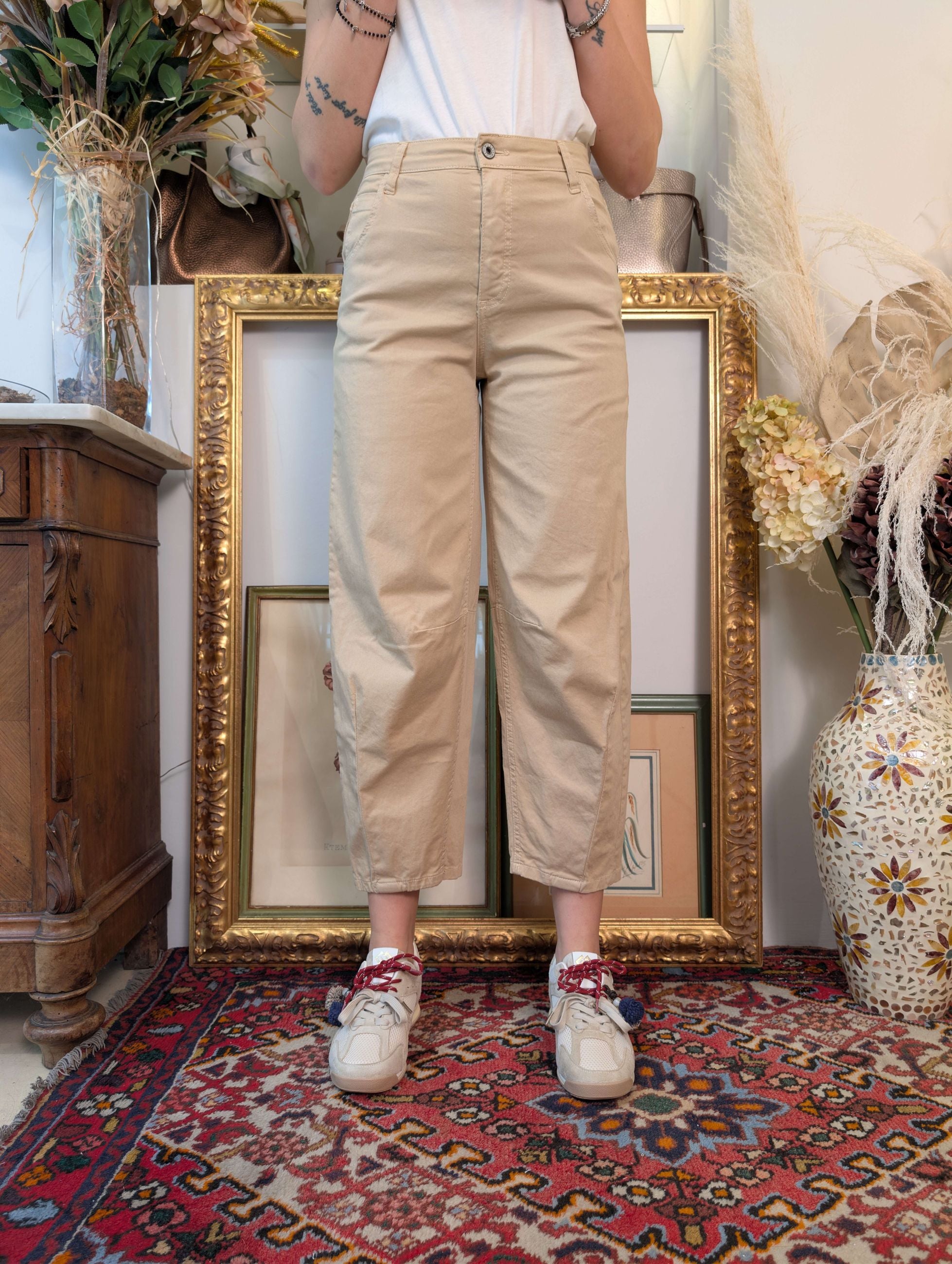 Panta baggy in gabardina di cotone - PLEASE