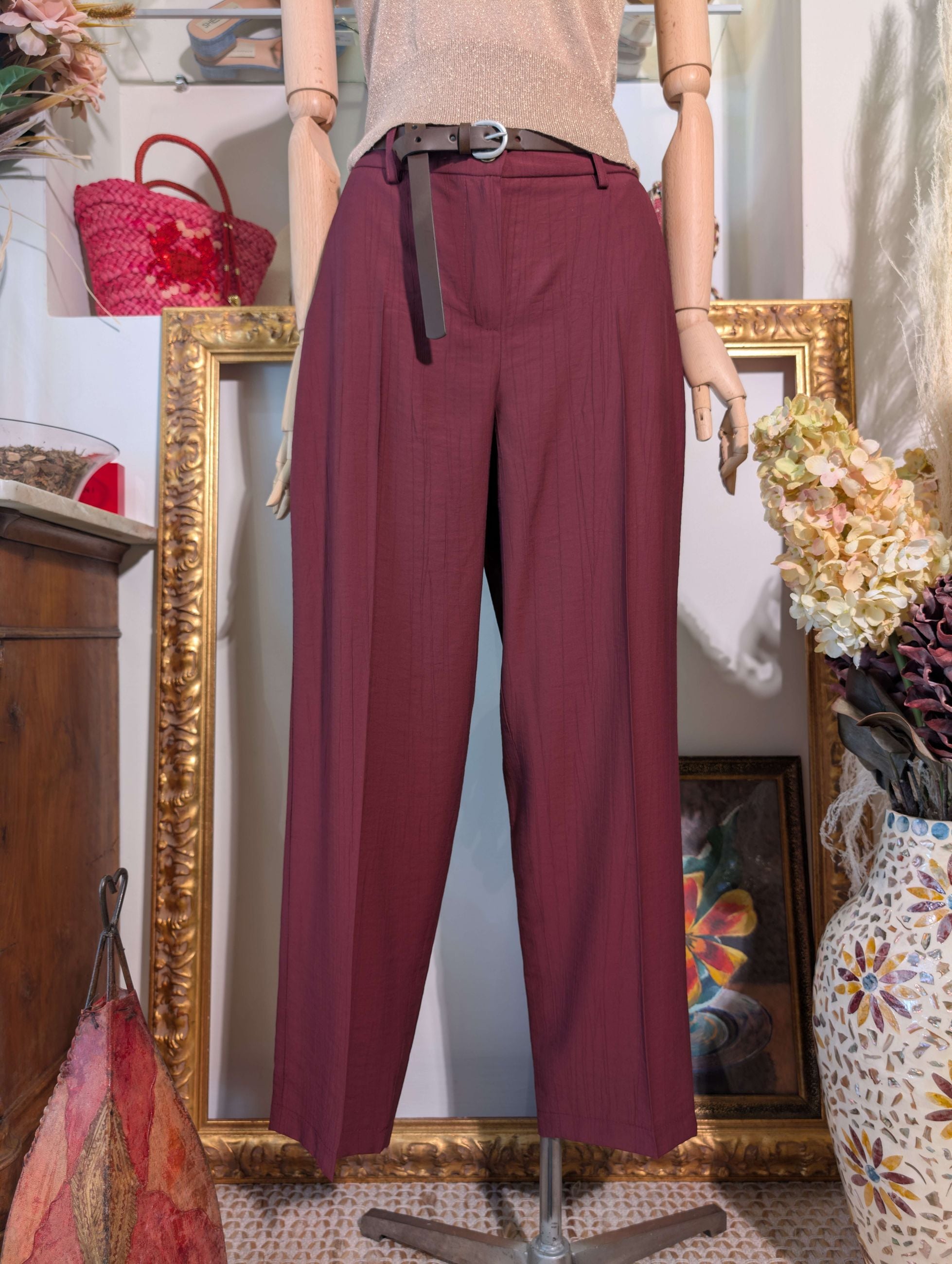 Pantaloni a sigaretta in tessuto crinkle - TENSIONE IN