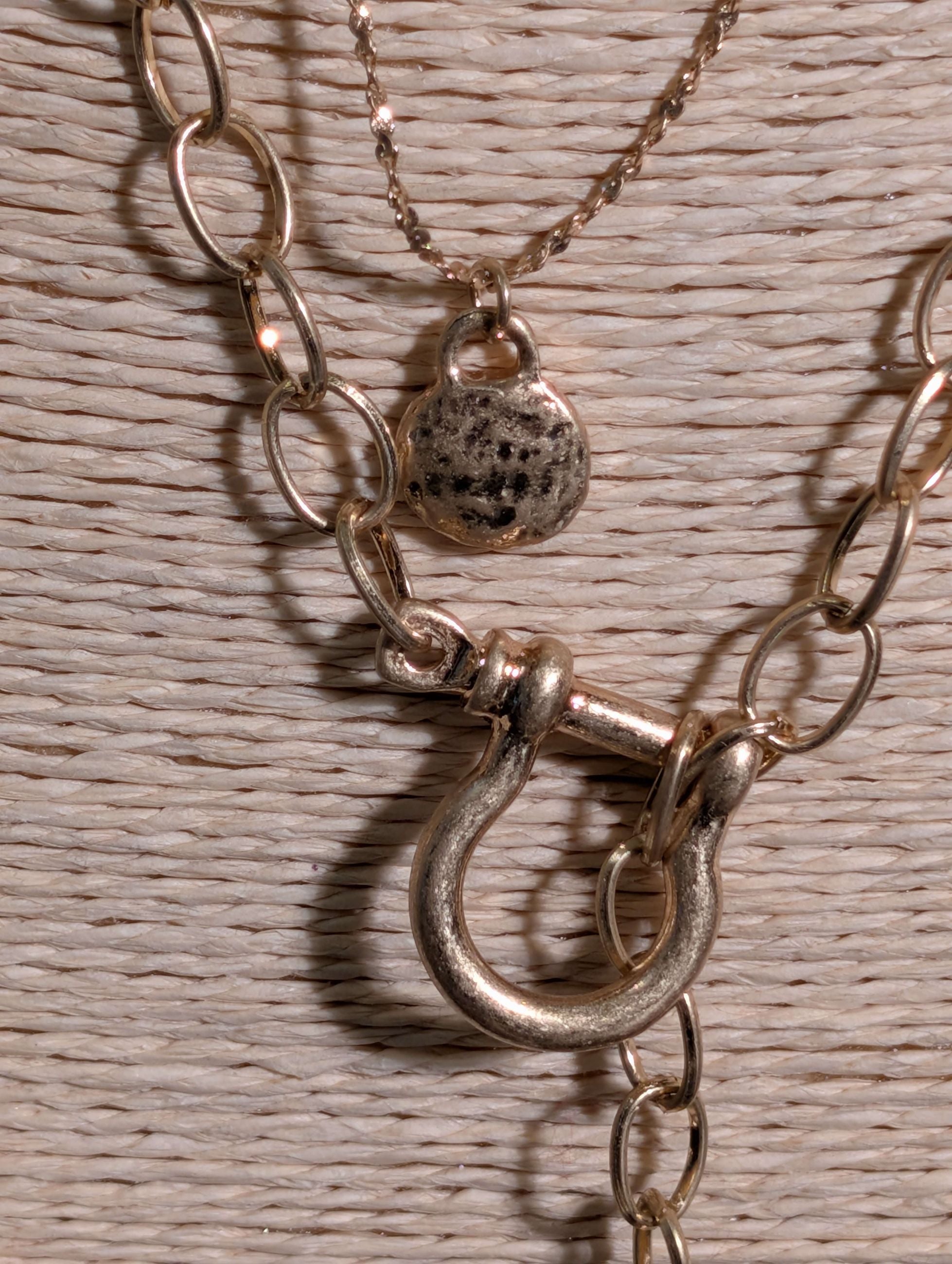 COLLANA LUNGA MULTIFILO SFERE IN LEGNO ORO - NALI'