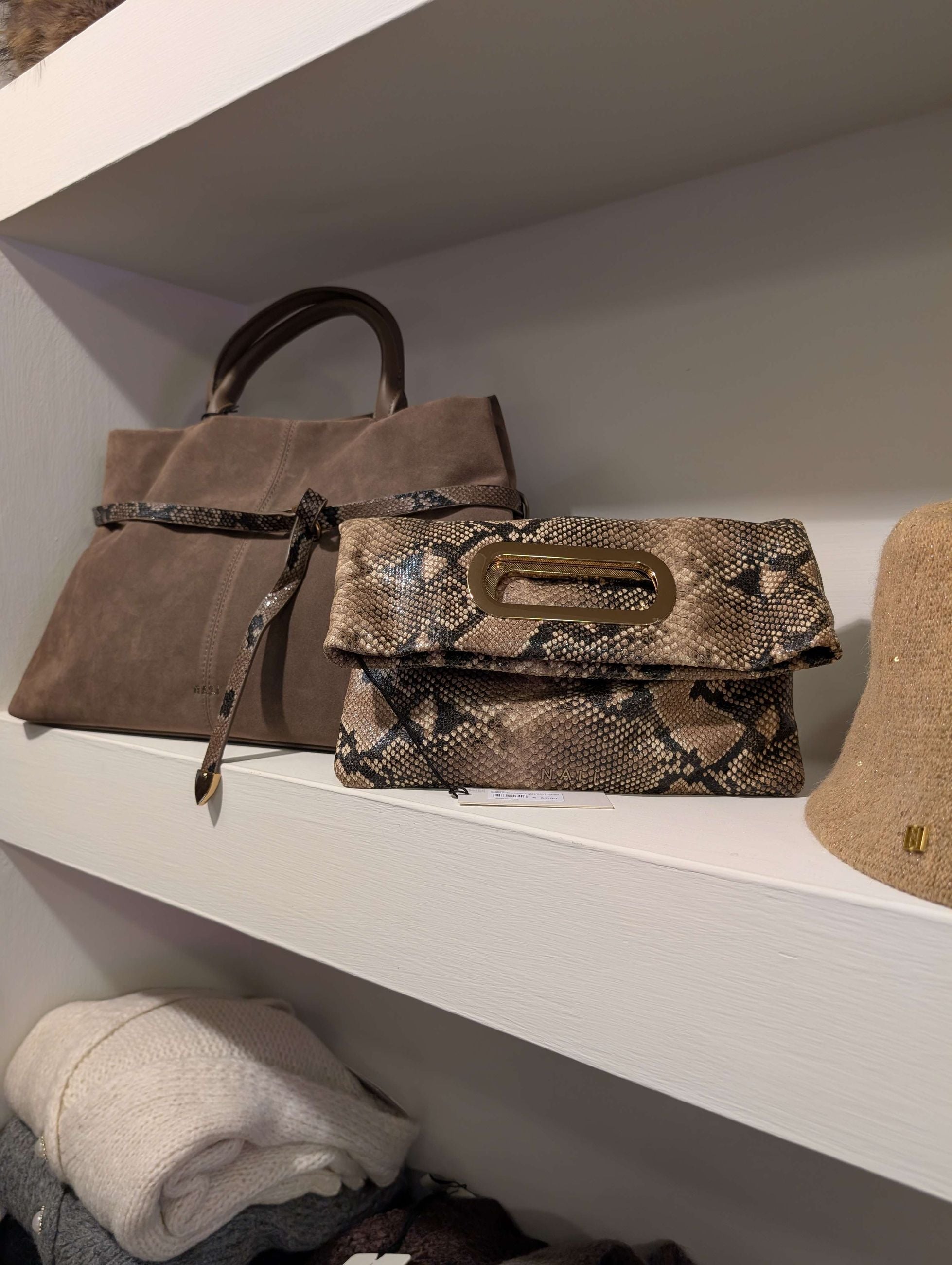 BORSA MELISSA CON DETTAGLI IN PITONE MARRONE - NALI'