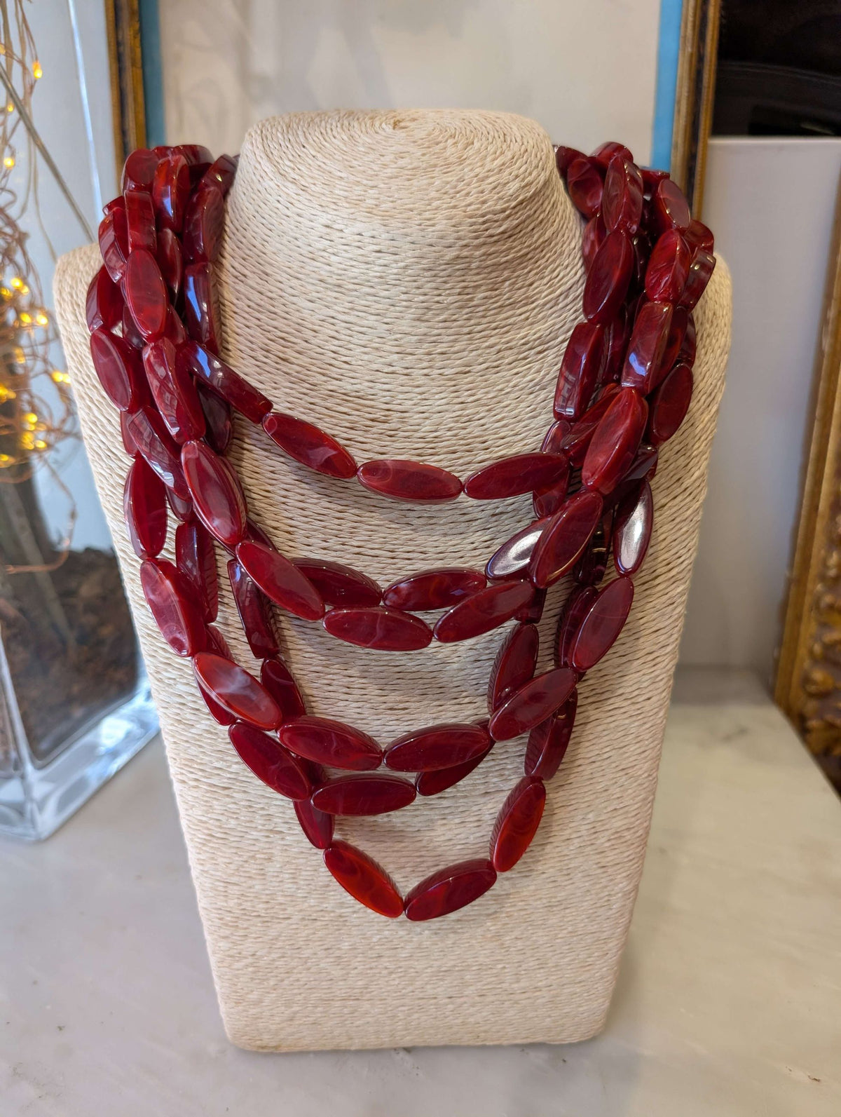 COLLANA AGATA MULTIFILO IN RESINA ROSSO - NALI'
