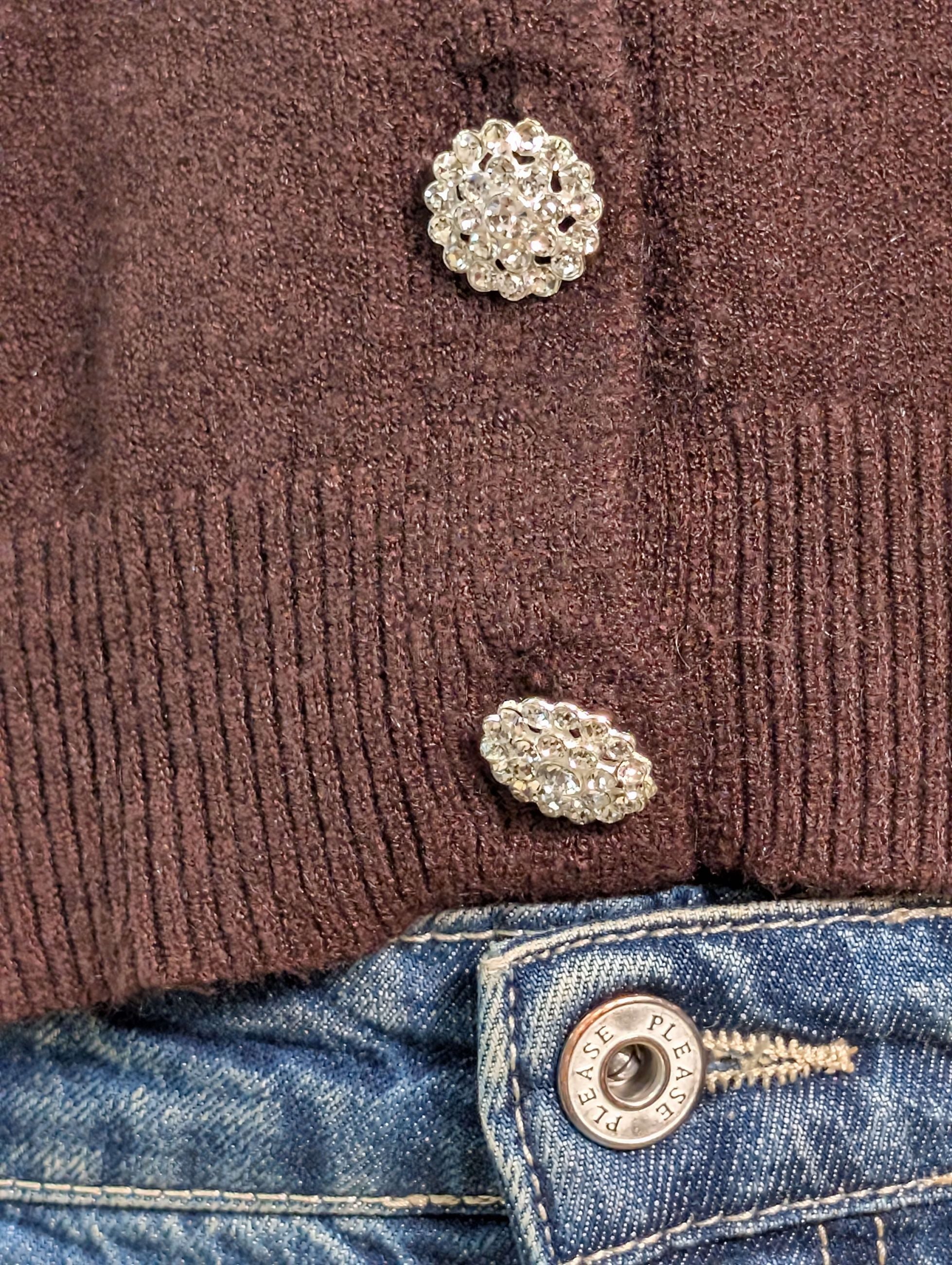 Cardigan cropped con bottoni gioiello - SHE_FLORENCE_LAB