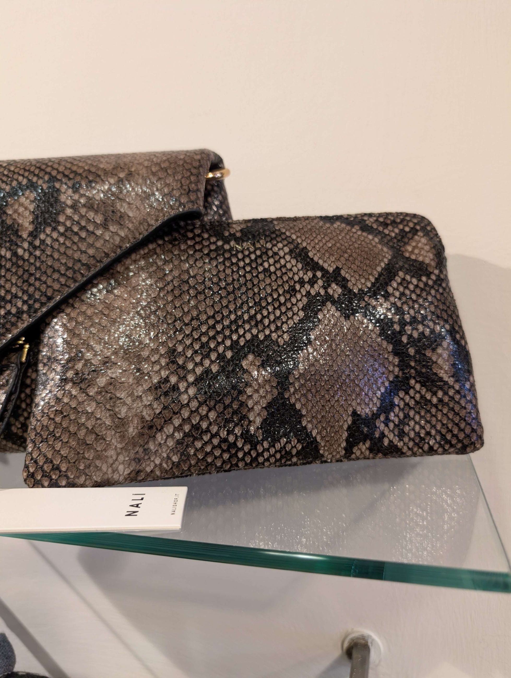 PORTAFOGLIO/POUCH MELANIE PITONATO MARRONE - NALI'