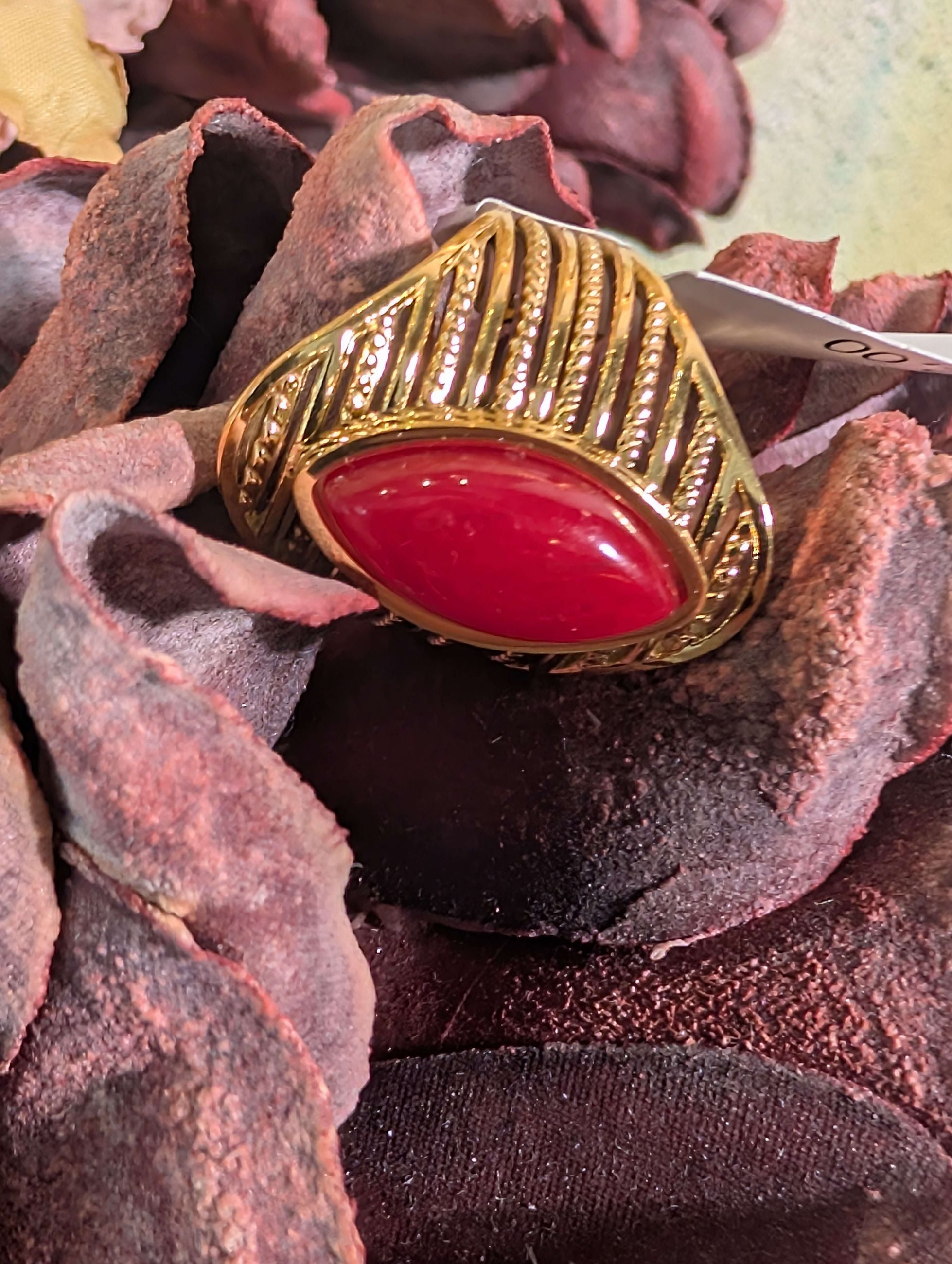 ANELLO SPHYNX OVER CON PIETRA ROSSO ORO - NALI'