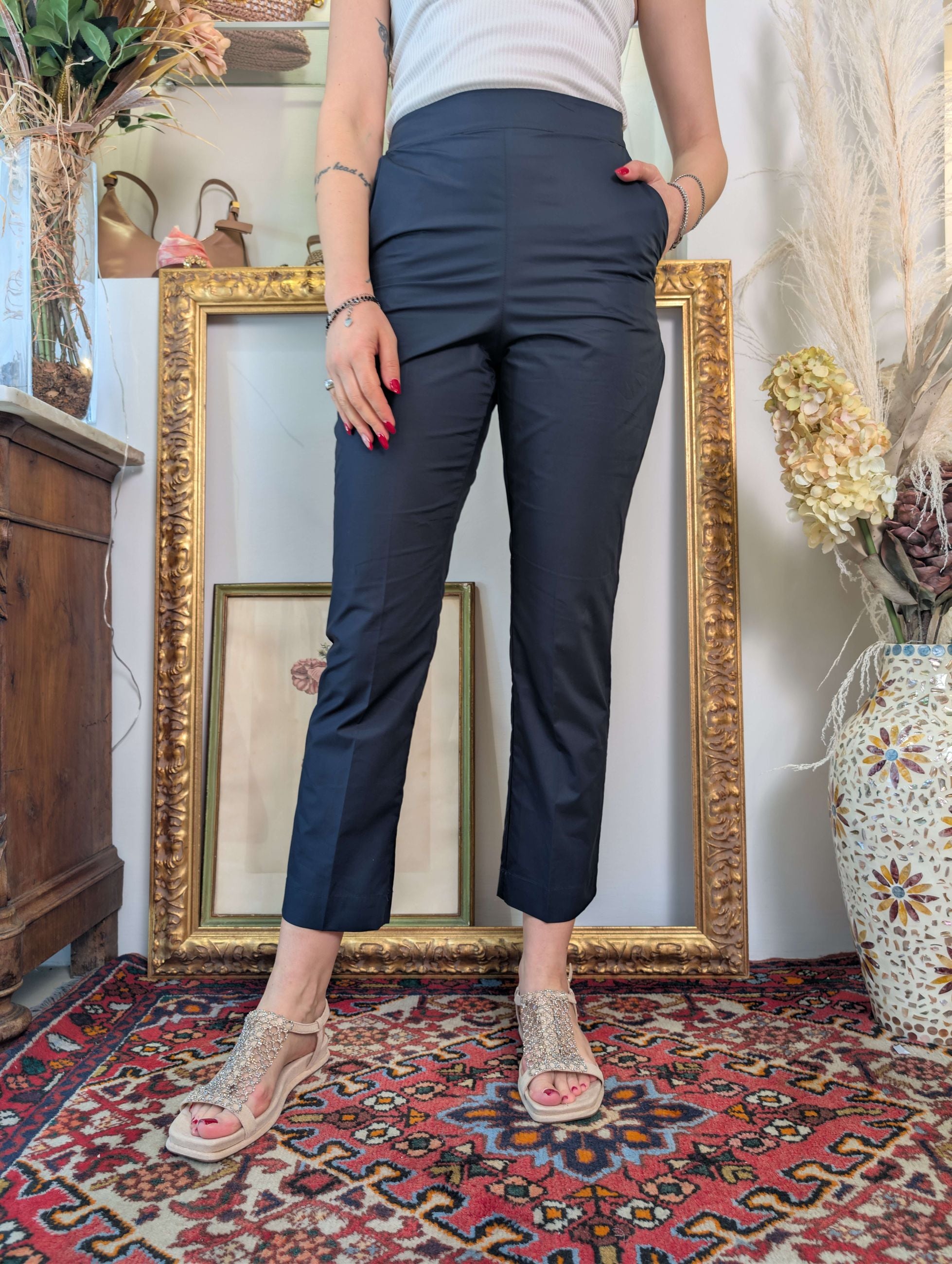 Pantalone a sigaretta in tela di cotone Le Sarte del Sole. - LE SARTE DEL SOLE