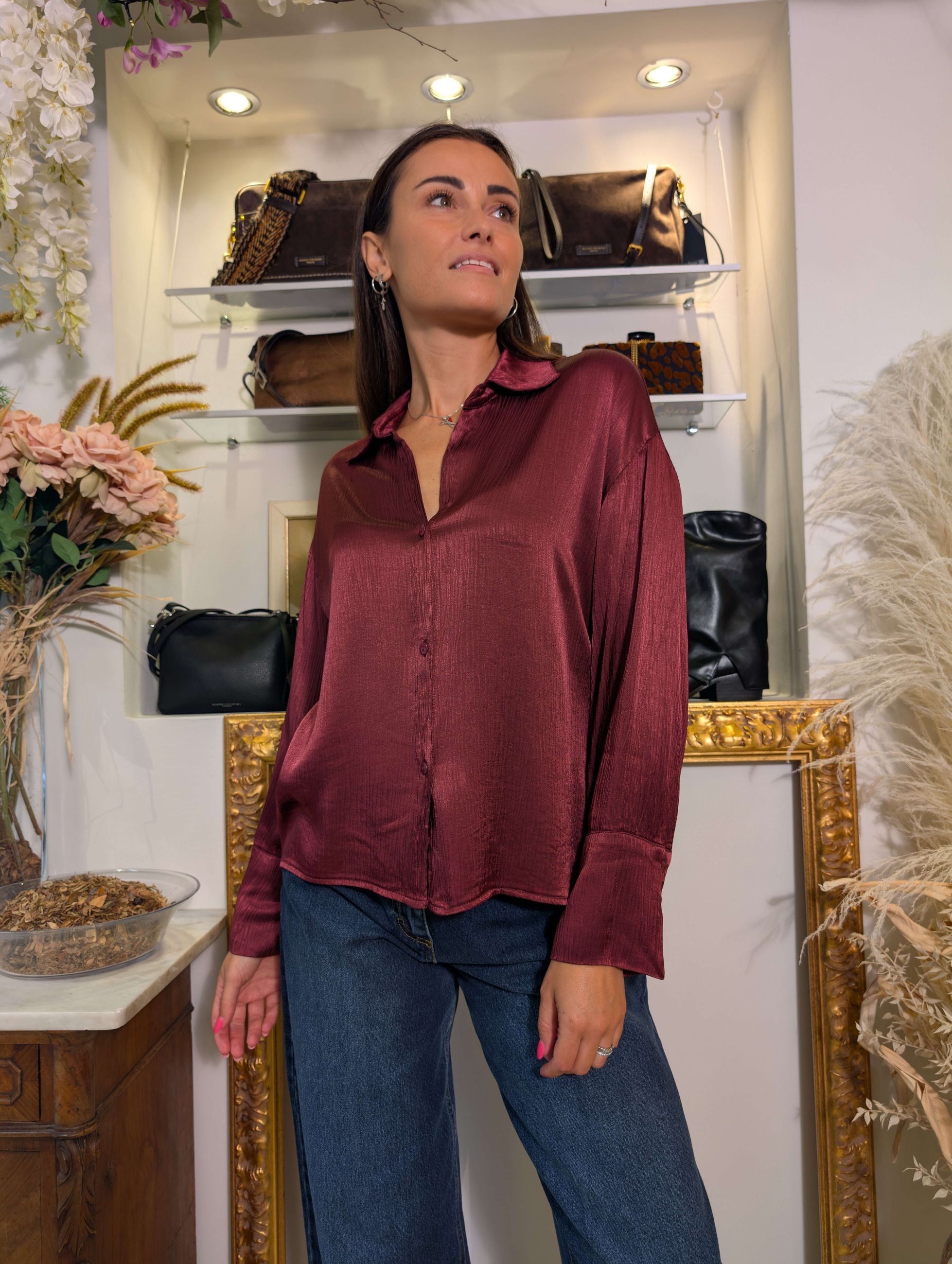 Camicia in viscosa crinkle con collo aperto - HAVE ONE