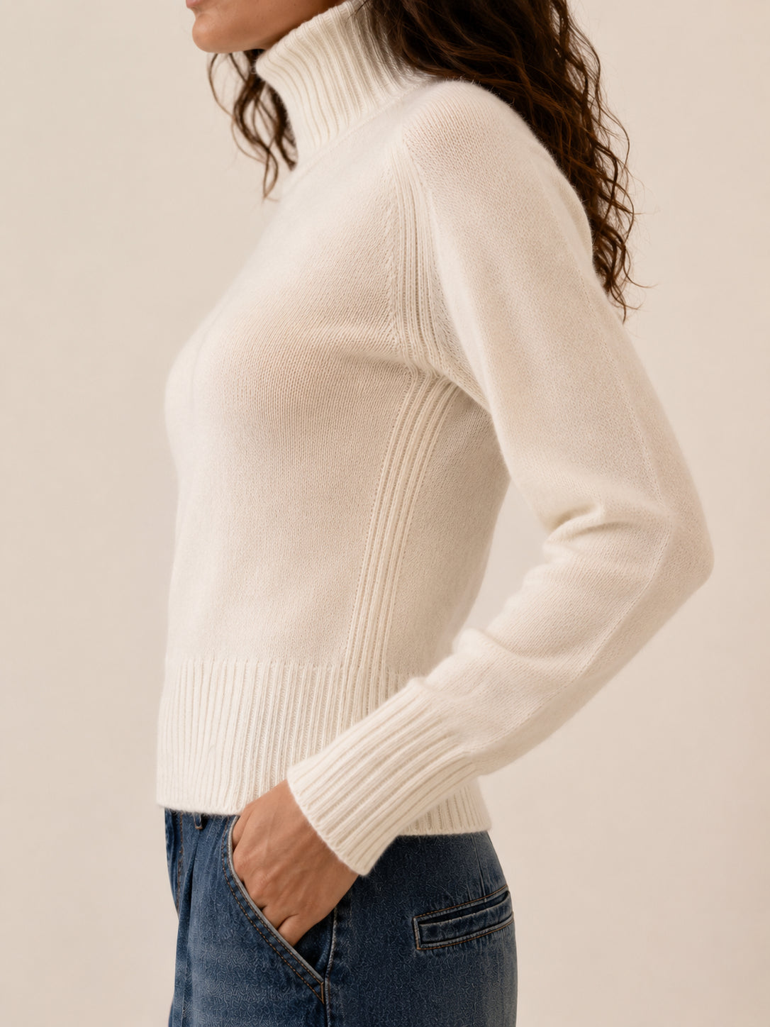 Maglia collo alto seamless in cachemire e lana - .SOLO TRE