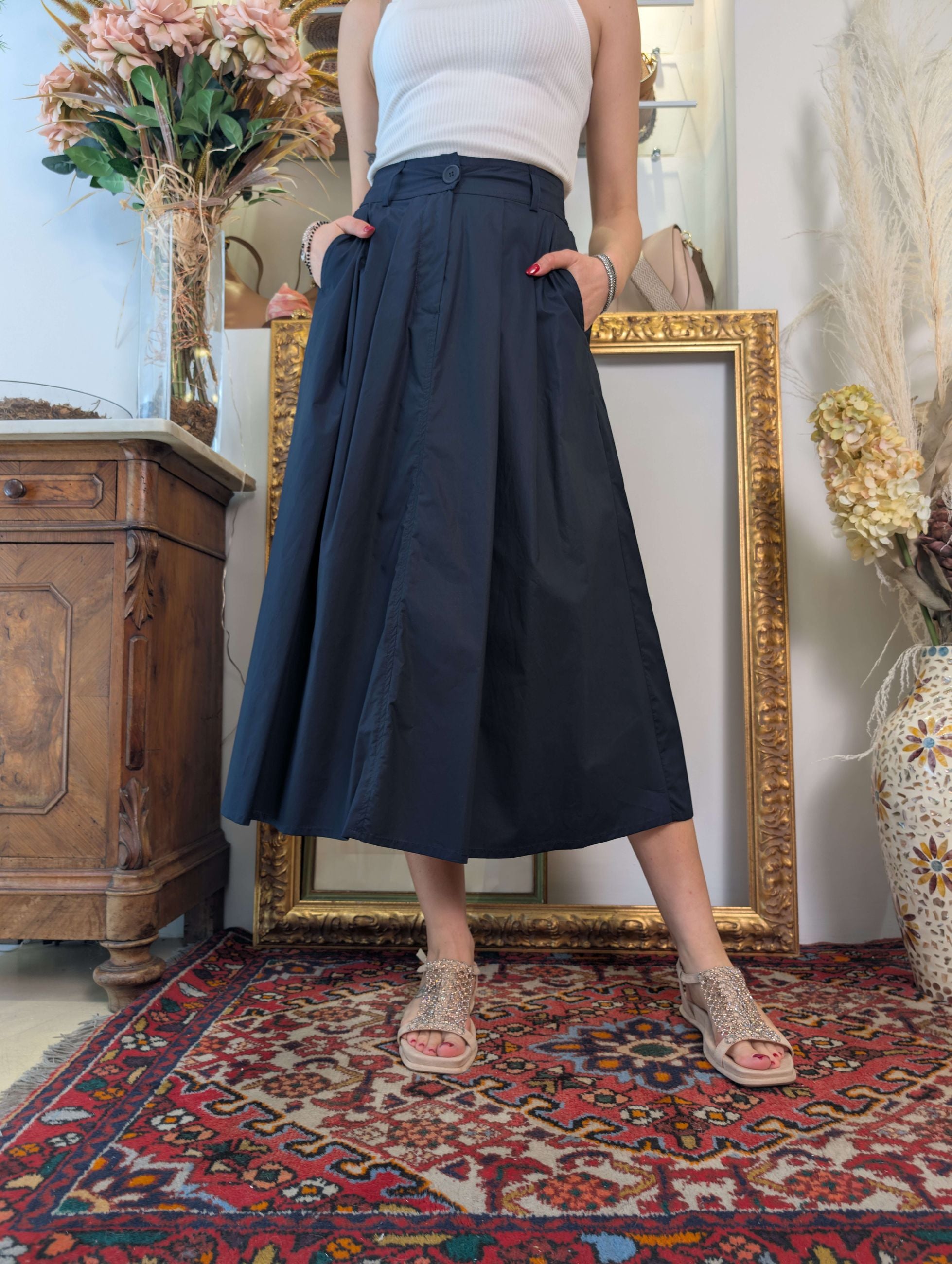 Gonna longuette svasata in tela di cotone Le Sarte del Sole - LE SARTE DEL SOLE