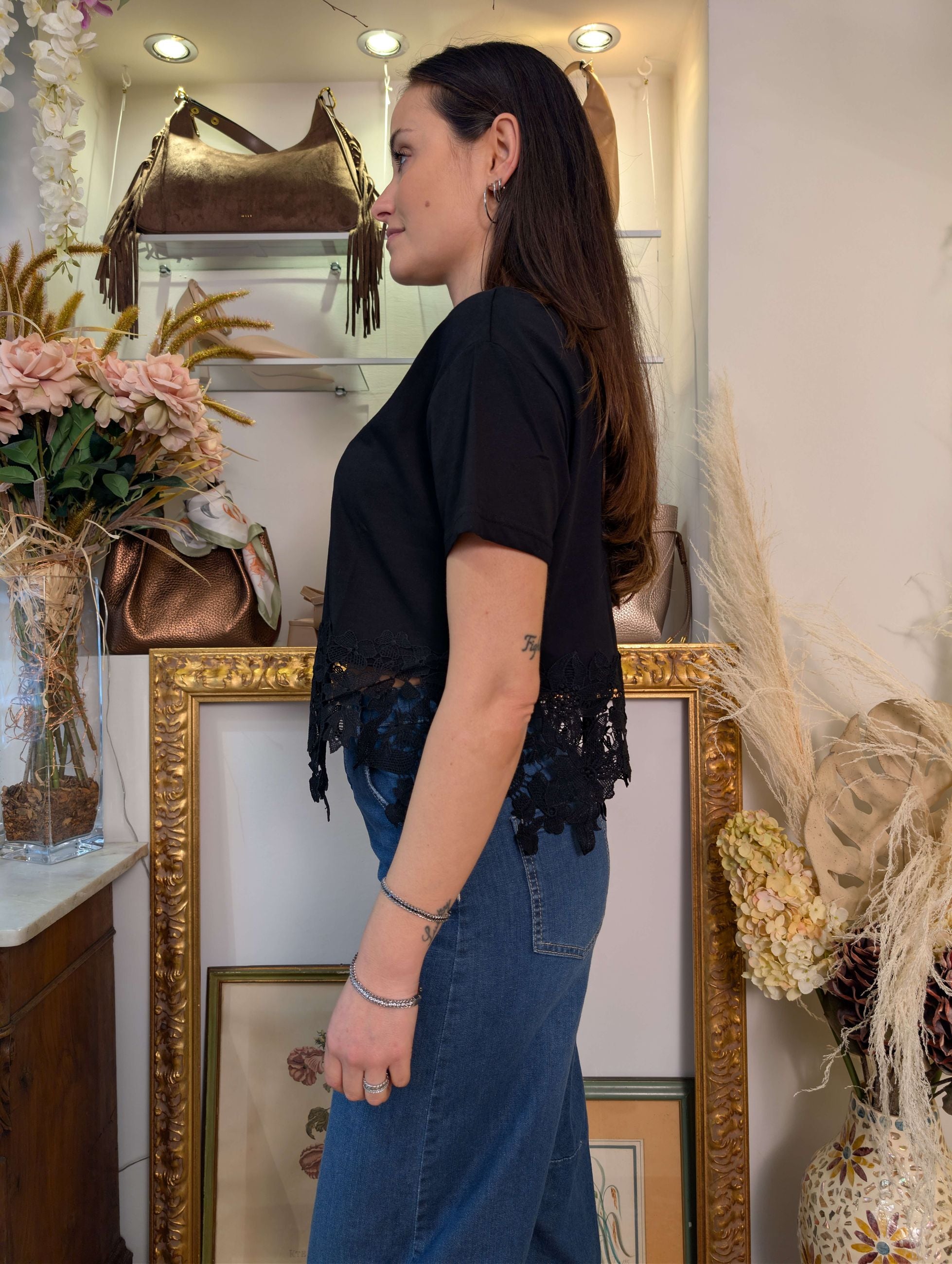 Blusa in cotone con pizzo macramé Le Sarte del Sole - LE SARTE DEL SOLE