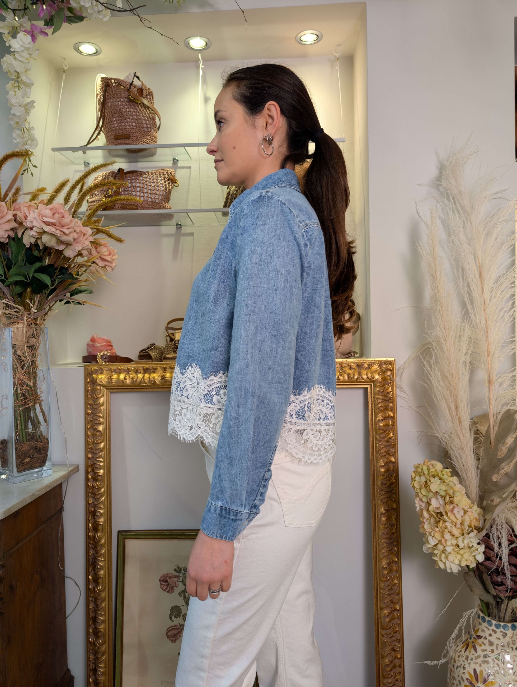 Camicia in denim con pizzo - PLEASE