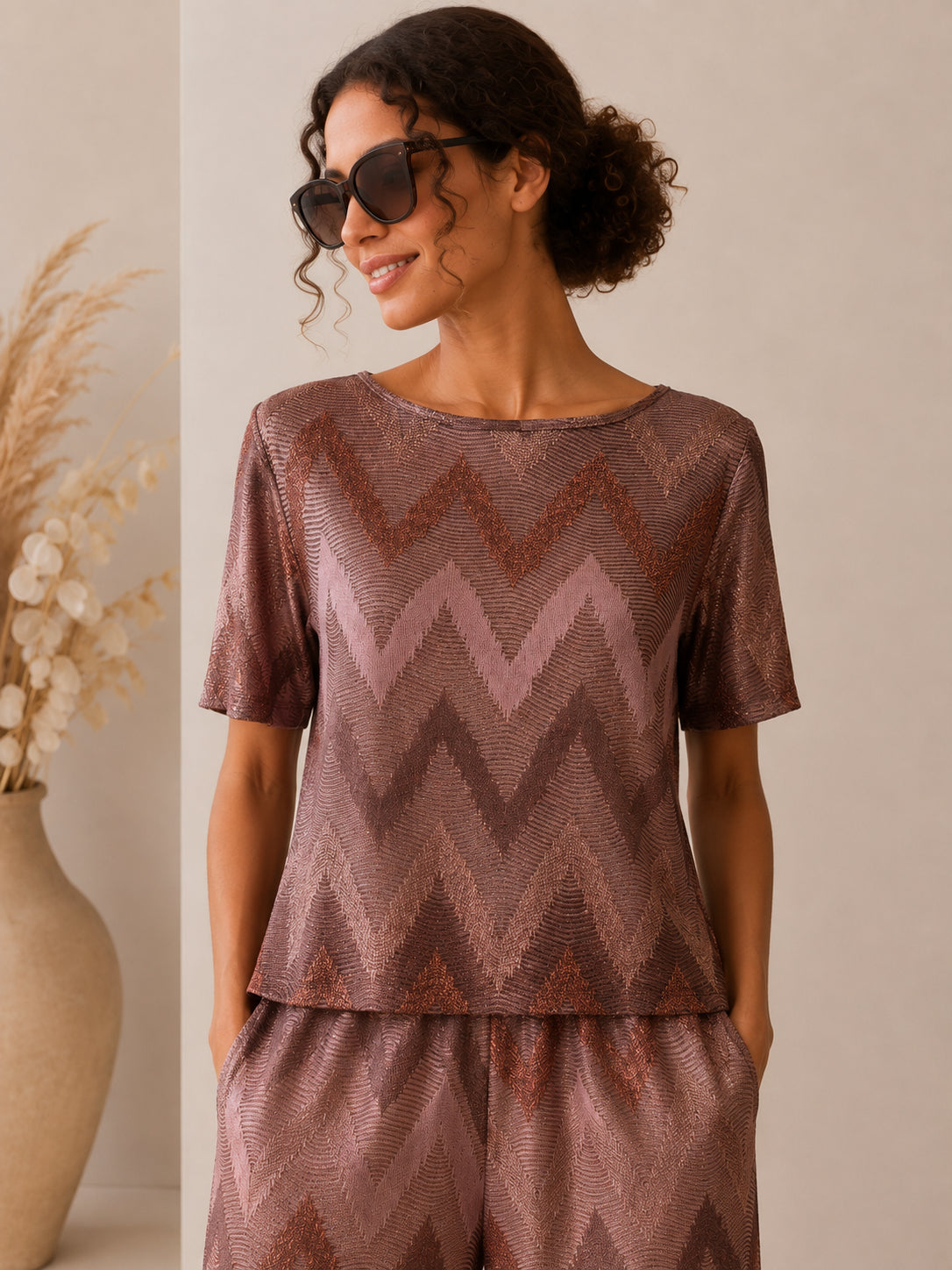 T-shirt in morbido jersey jacquard - VICOLO