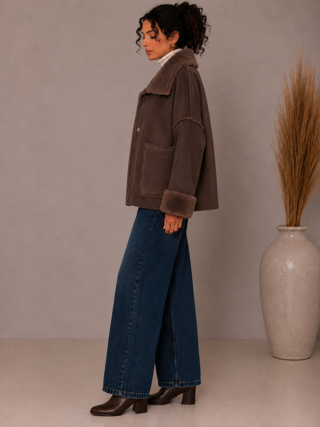 Giubbotto Oversize Suede Touch con Faux Fur - Sandro Ferrone