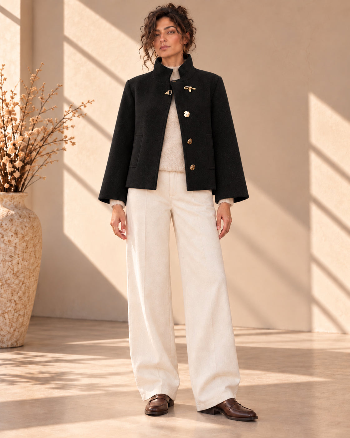 Cropped Coat in panno con dettagli gold - MARKUP DONNA