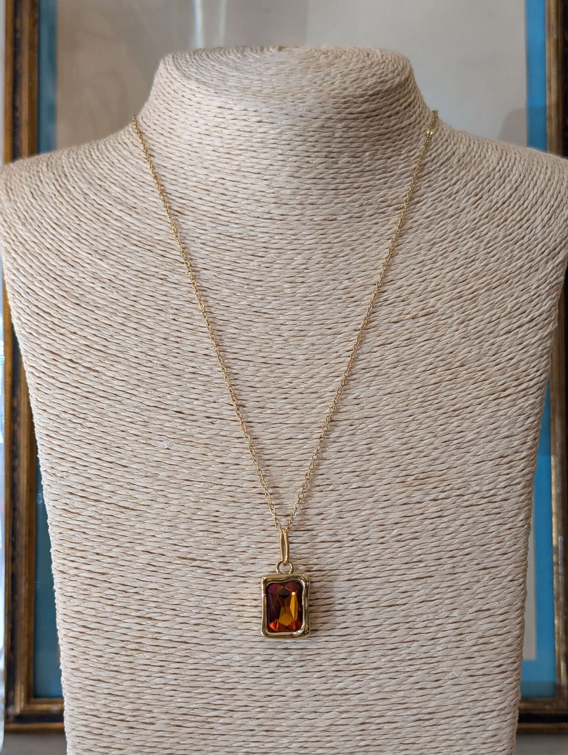 PENDENTE/COLLANA SQUARE PIETRA ARANCIO/ORO - NALI'