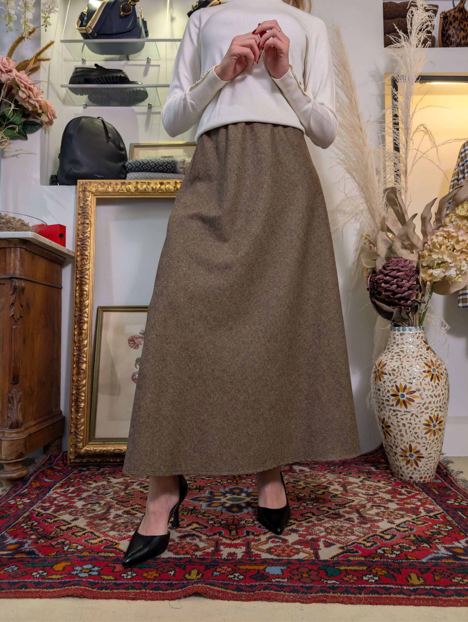 Gonna midi in light tweed - TENSIONE IN