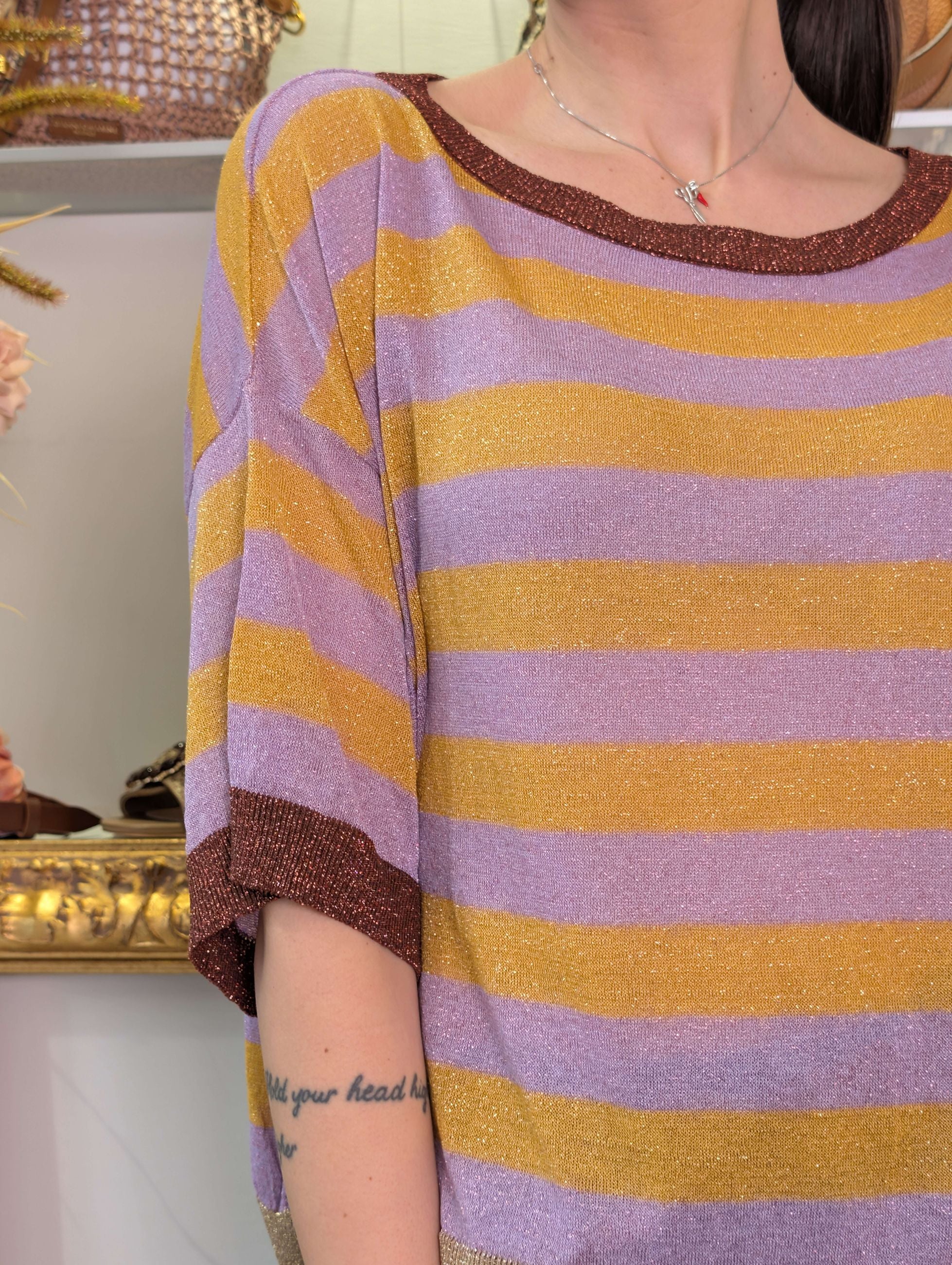 Maglia rigata multicolor con lurex - DIXIE