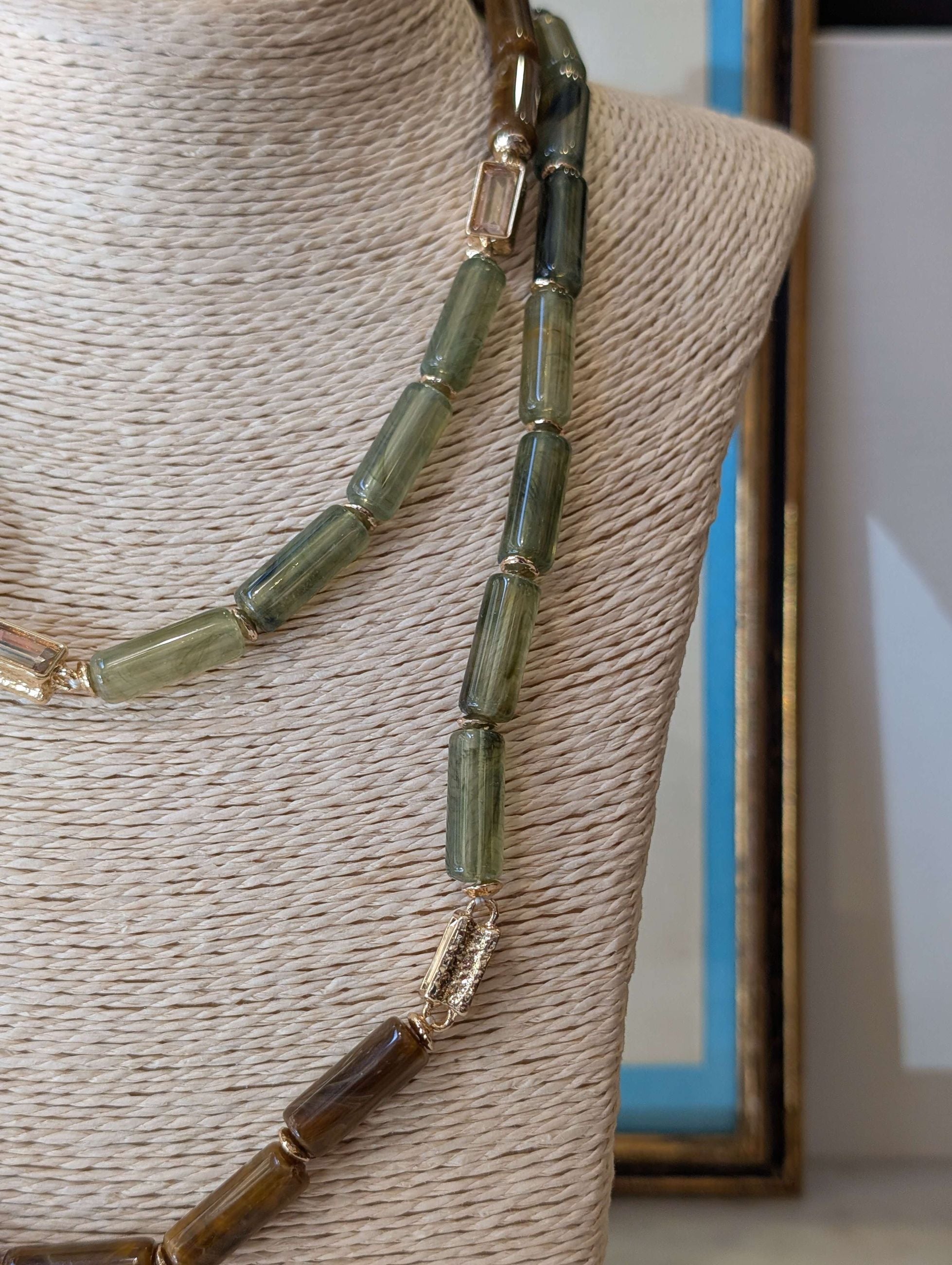COLLANA JIL LUNGA PIETRE BAGUETTE VERDE - NALI'