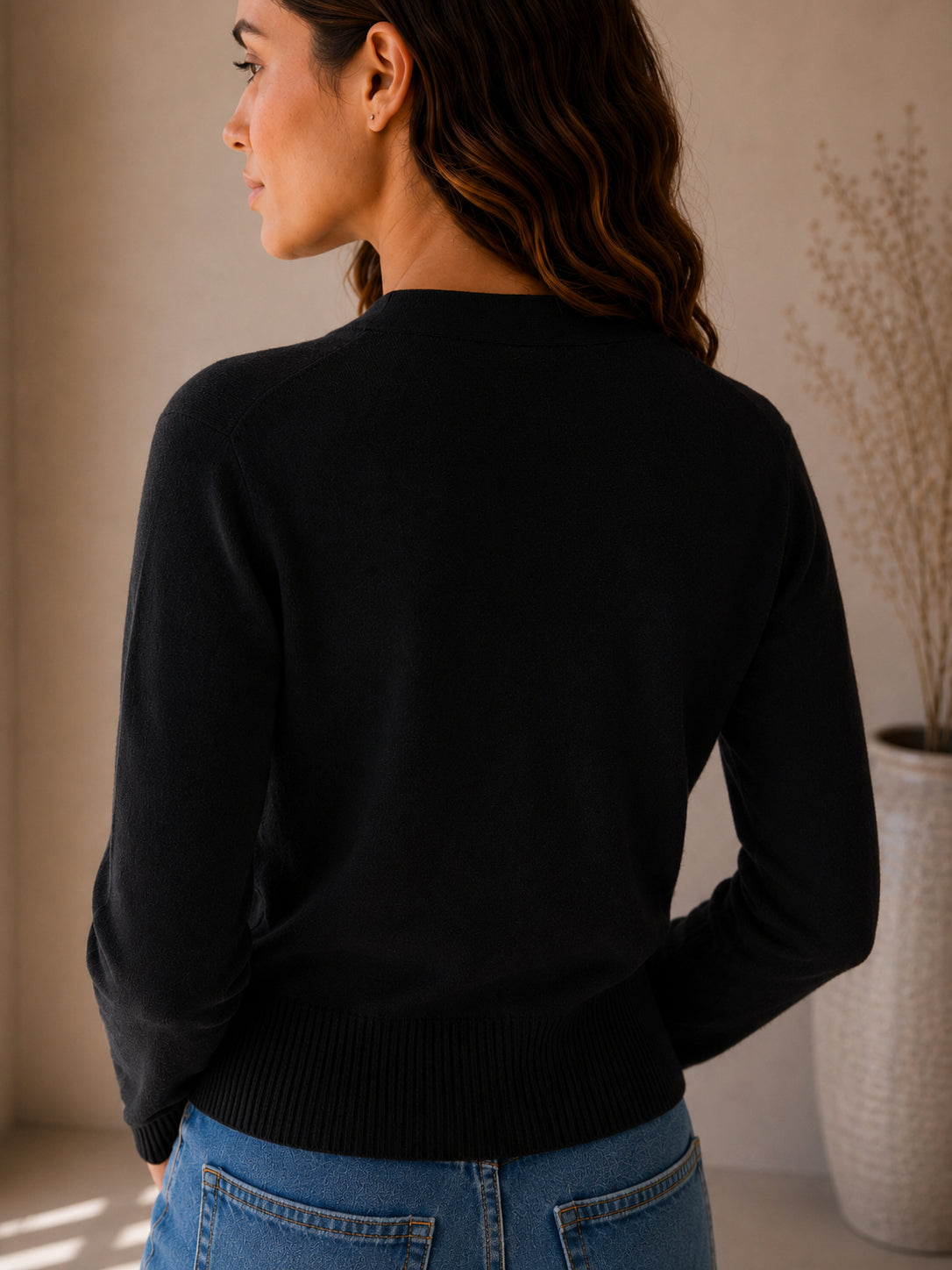 Cardigan corto in viscosa-angora - .SOLO TRE