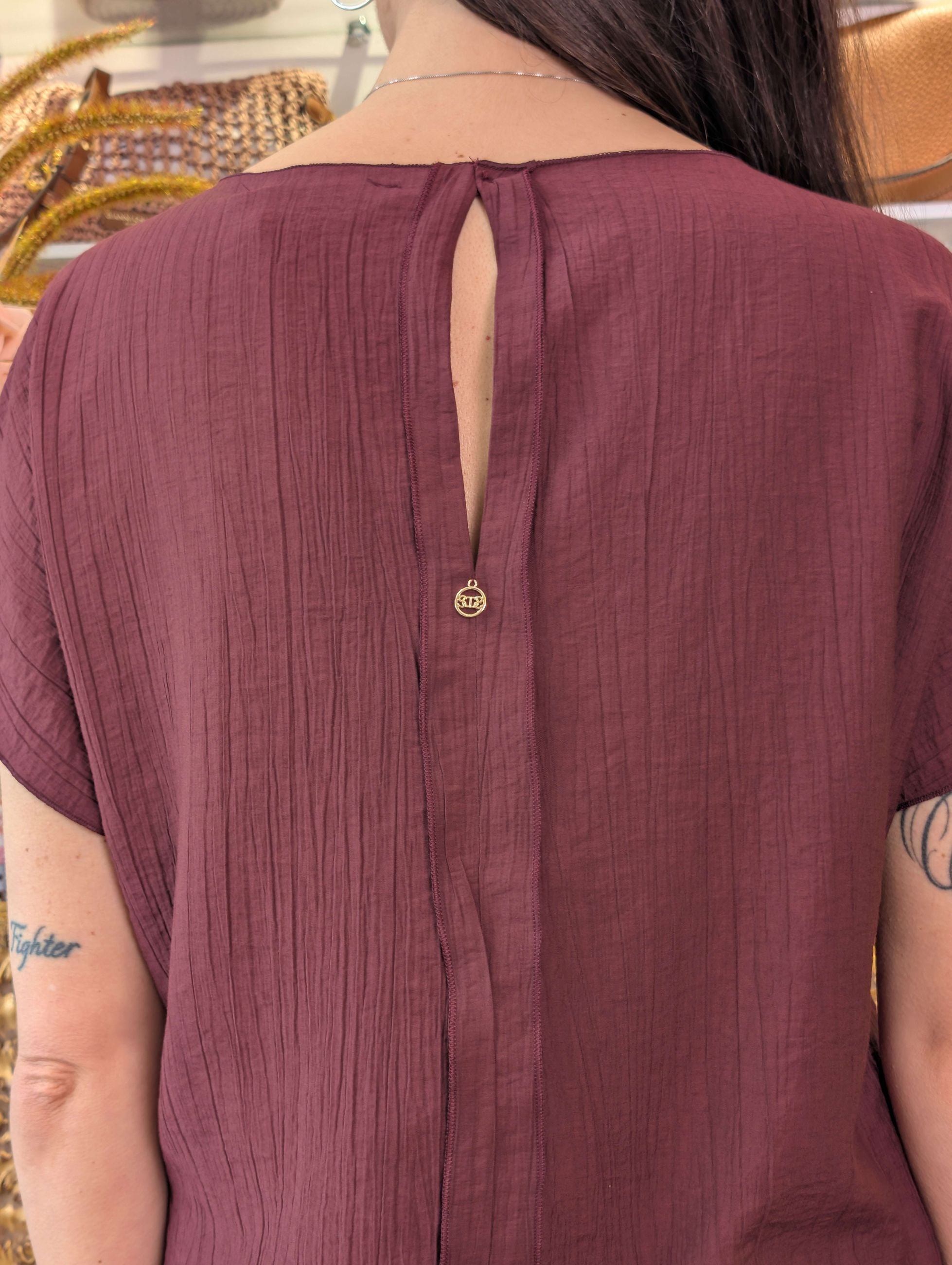 Blusa in crinkle Le Sarte del Sole – Scollo barchetta. - LE SARTE DEL SOLE