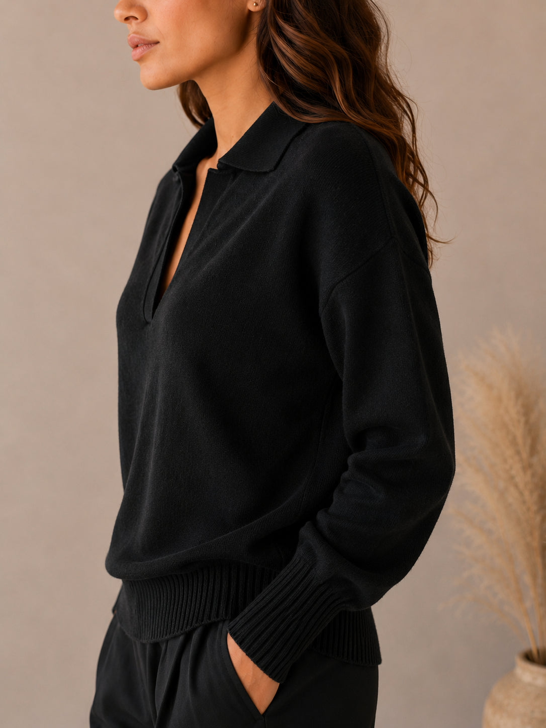 Maglia polo in viscosa-angora - .SOLO TRE
